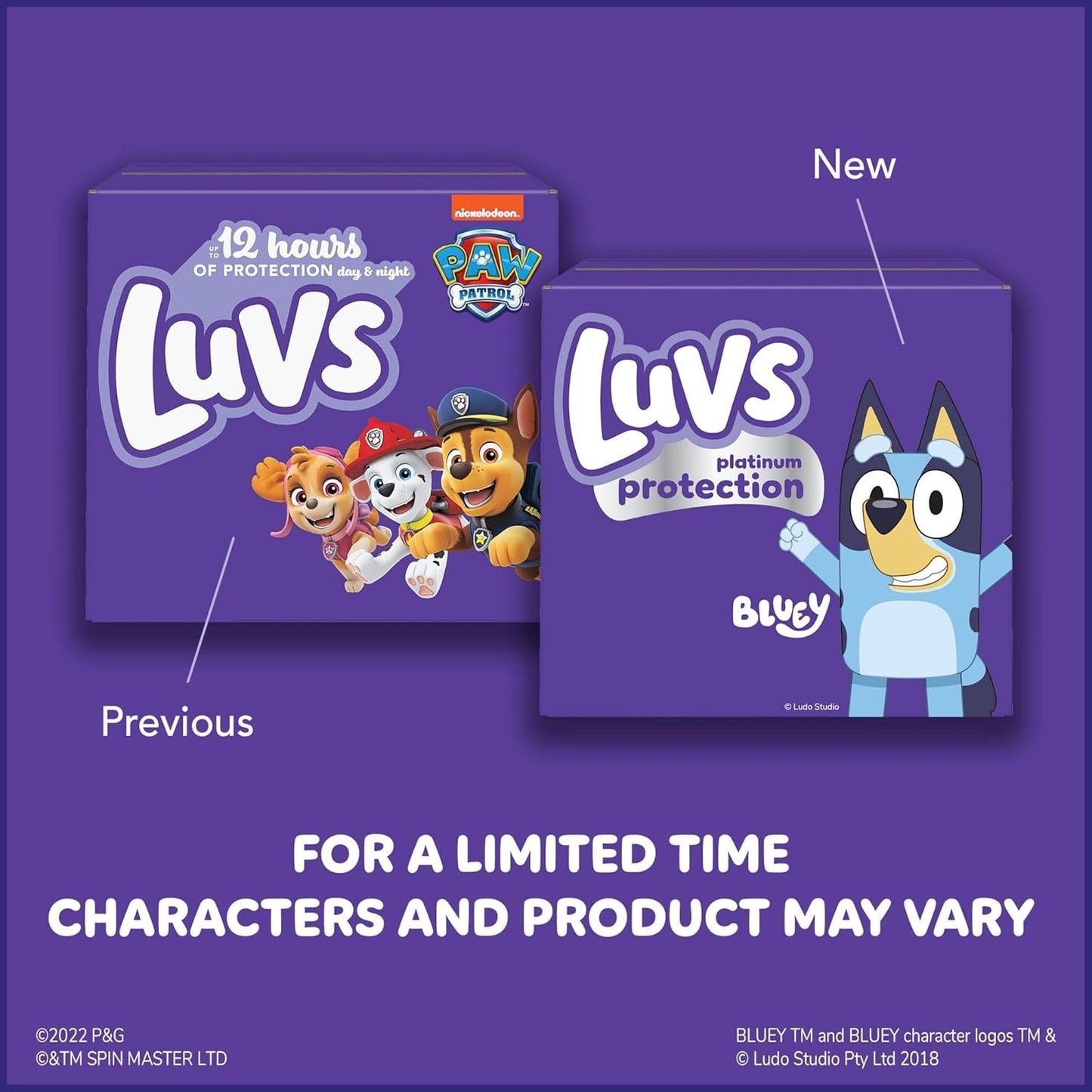 Luvs Size 4 Baby Diapers, Platinum Protection Bluey Diapers for Day & Night, Size 4, 198 Count (Packaging May Vary)