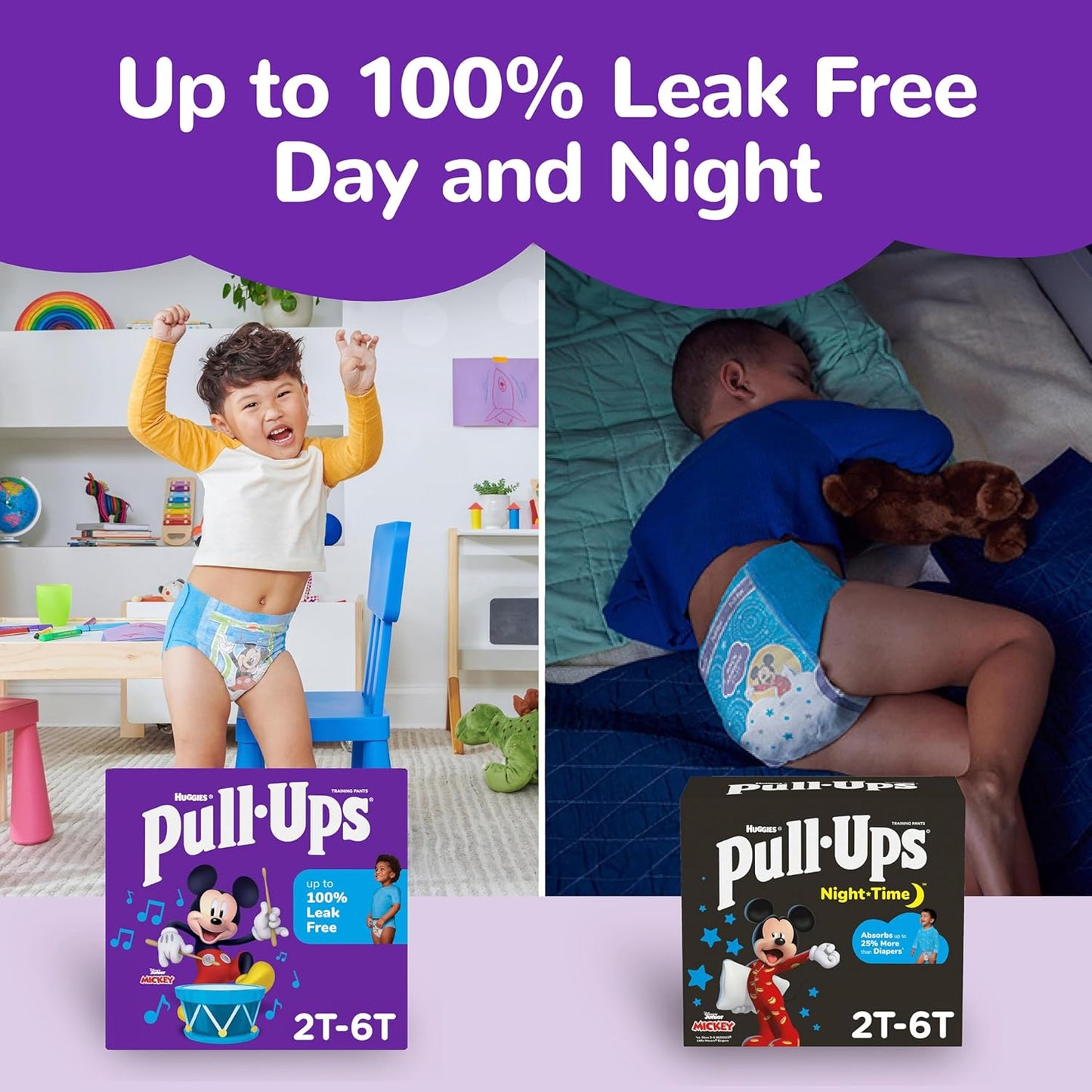 Pull-Ups Boys' Night-Time Potty Training Pants, Size 3T-4T Overnight Training Underwear (32-40 Lbs), 60 Ct