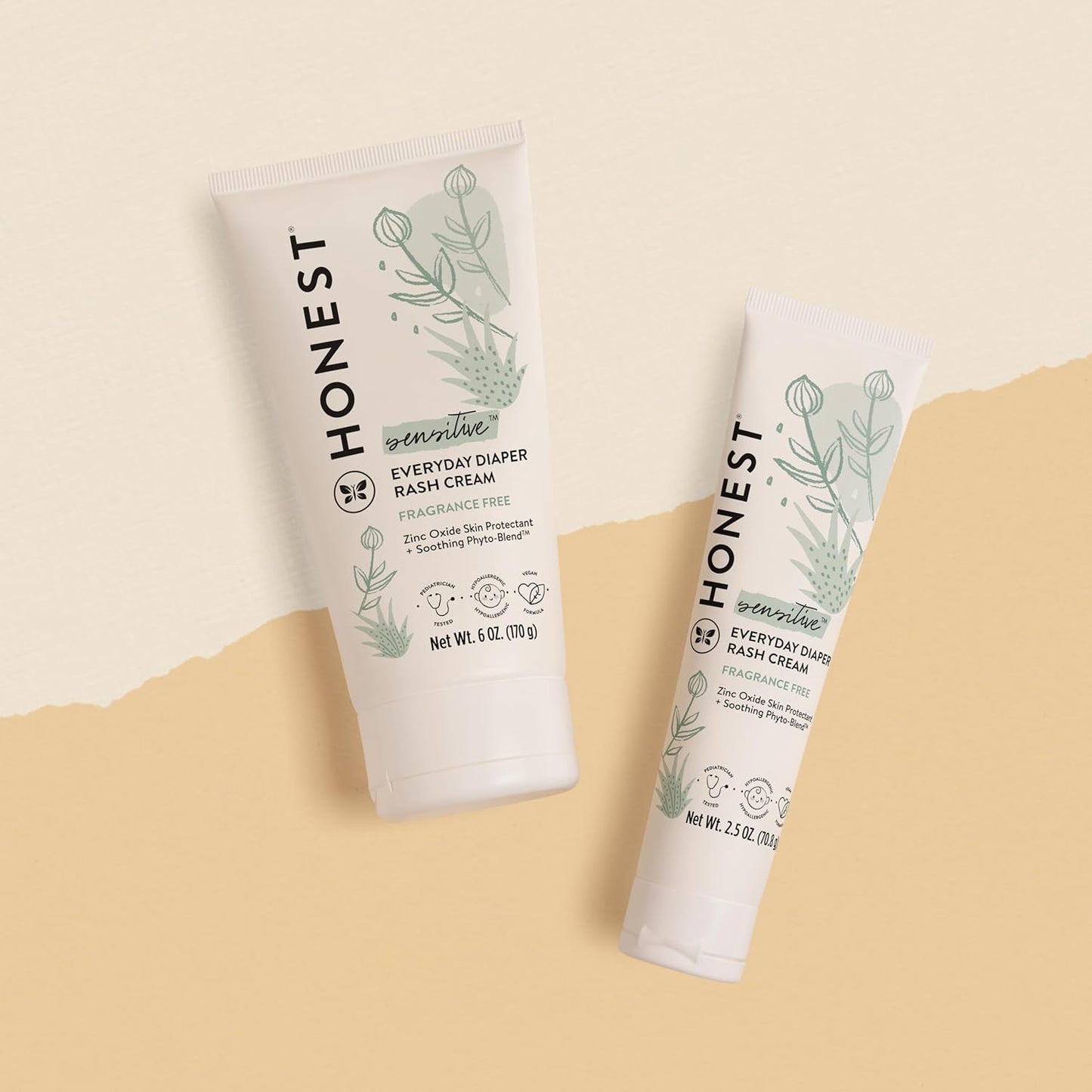 The Honest Company Hypoallergenic Diaper Rash Cream, Moisturizing, Calming Zinc Oxide Ointment, NEA Recognized Cruelty-Free, 2.5 Oz