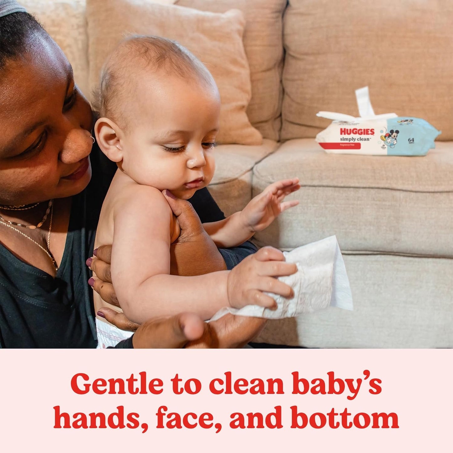 Huggies Simply Clean Unscented Baby Diaper Wipes, 1 Flip-Top Pack (64 Wipes Total), Packaging May Vary