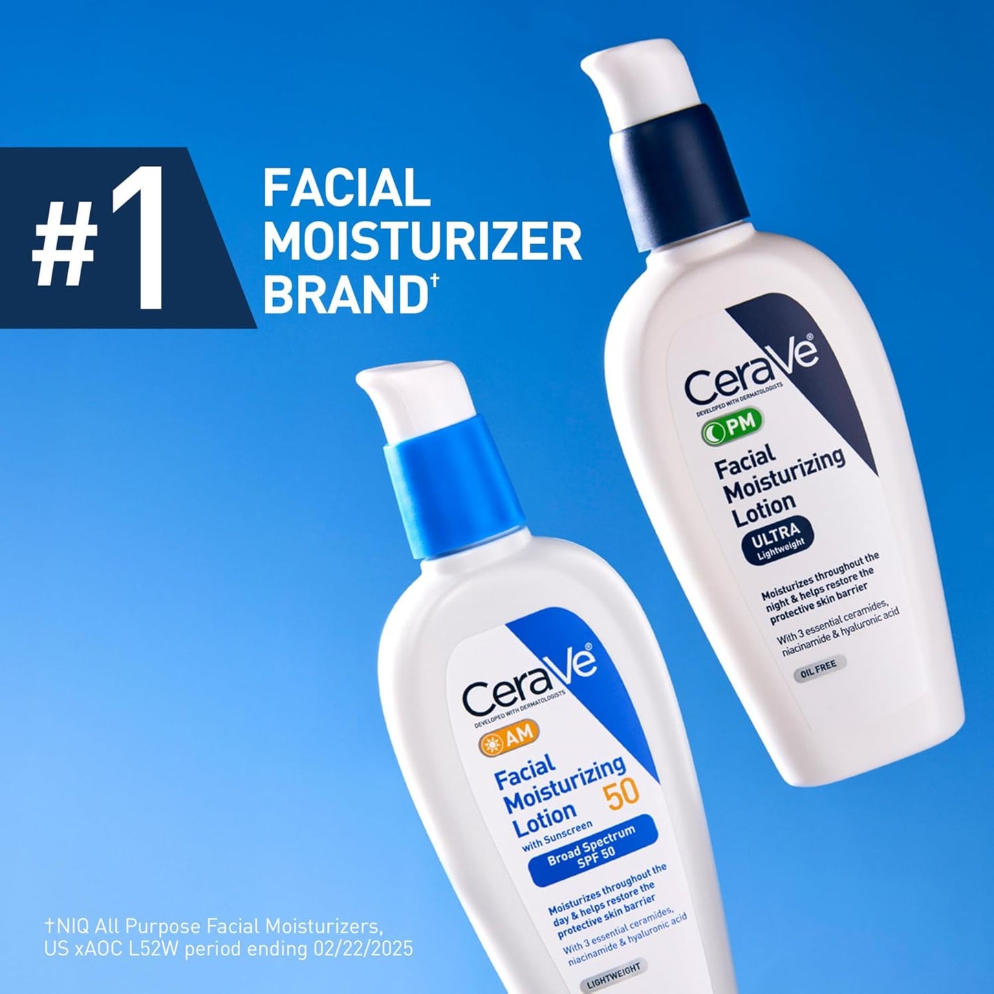 CeraVe PM Facial Moisturizing Lotion 3oz + AM Lotion SPF 50 3oz Face Duo Set