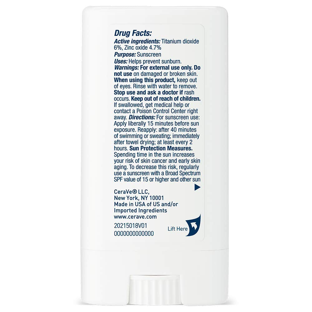 CeraVe Mineral Sunscreen Stick SPF 50 Face Sunscreen Zinc Oxide 0.47oz New