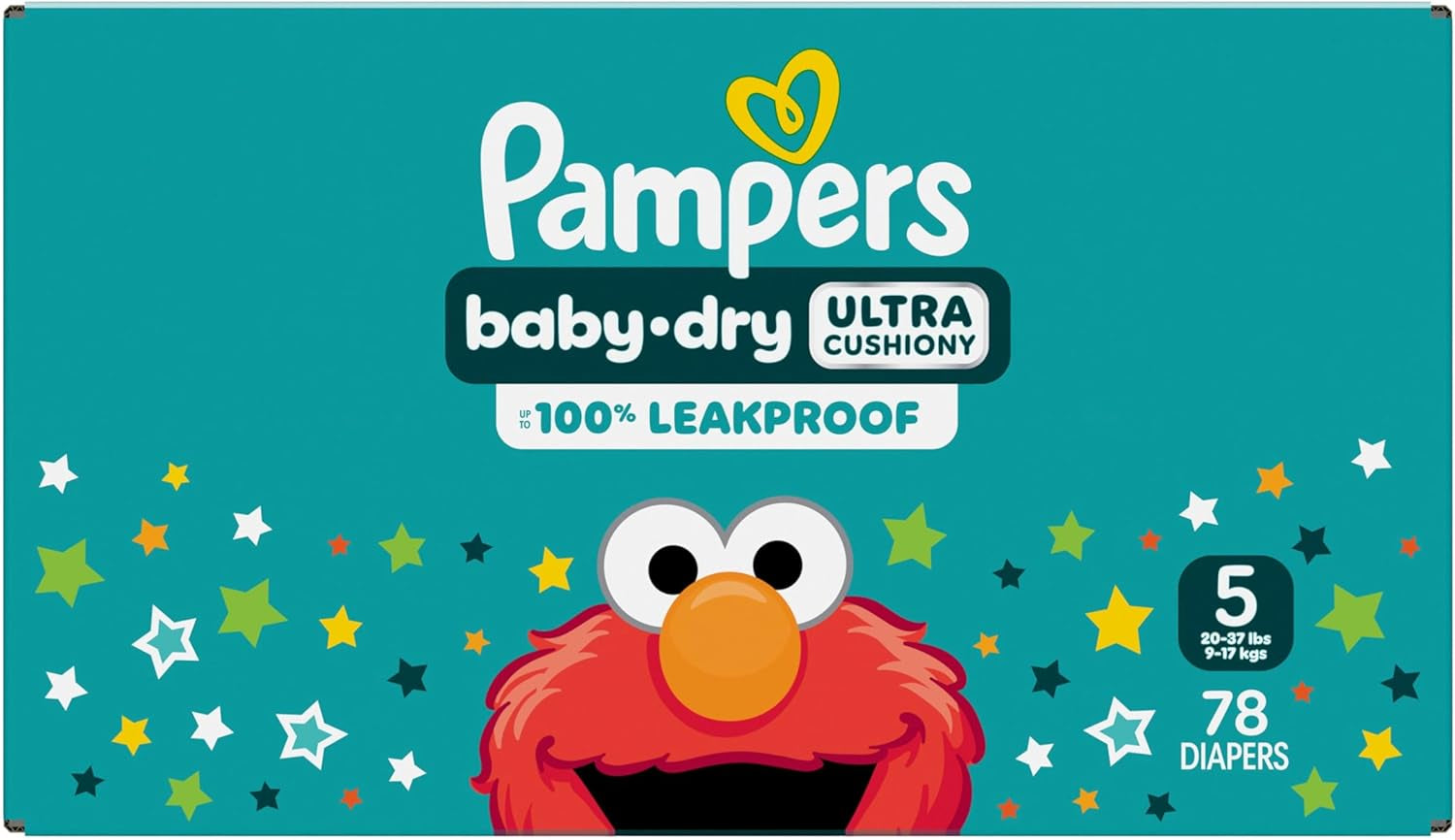 Pampers Diapers - Baby Dry - Size 5, 78 Count, Absorbent Disposable Infant Diaper (Packaging May Vary)