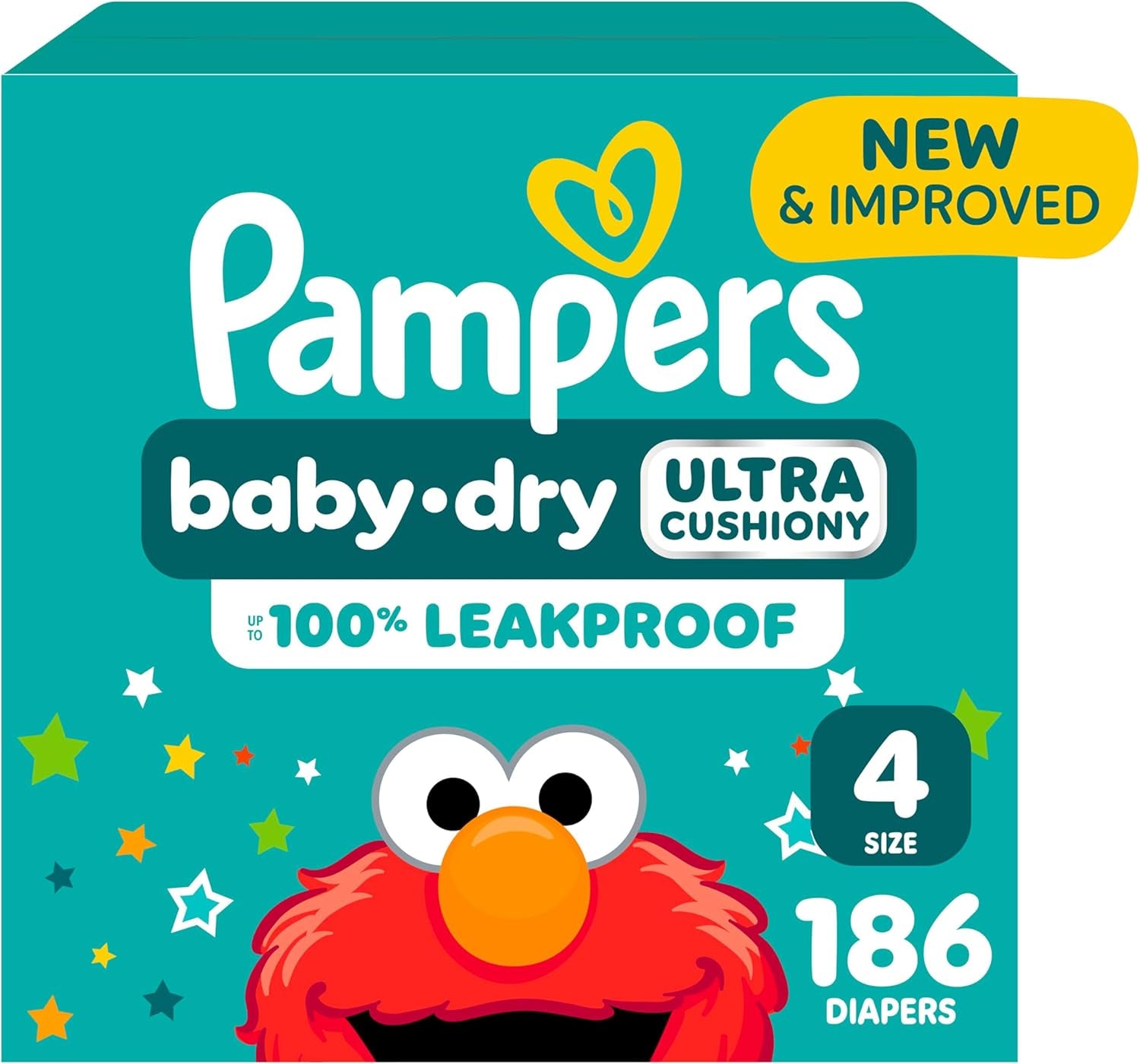 Pampers Diapers - Baby Dry - Size 4, 186 Count, Absorbent Disposable Infant Diaper (Packaging May Vary)