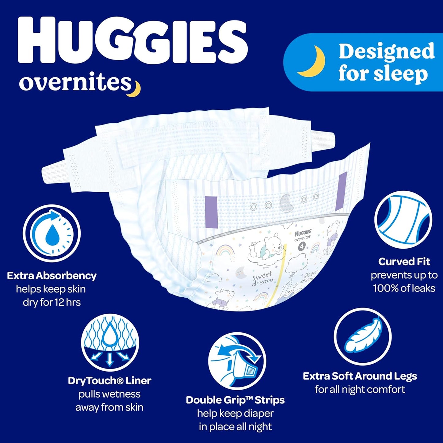 Huggies Overnites Size 7 Overnight Diapers (41+ Lbs), 32 Ct