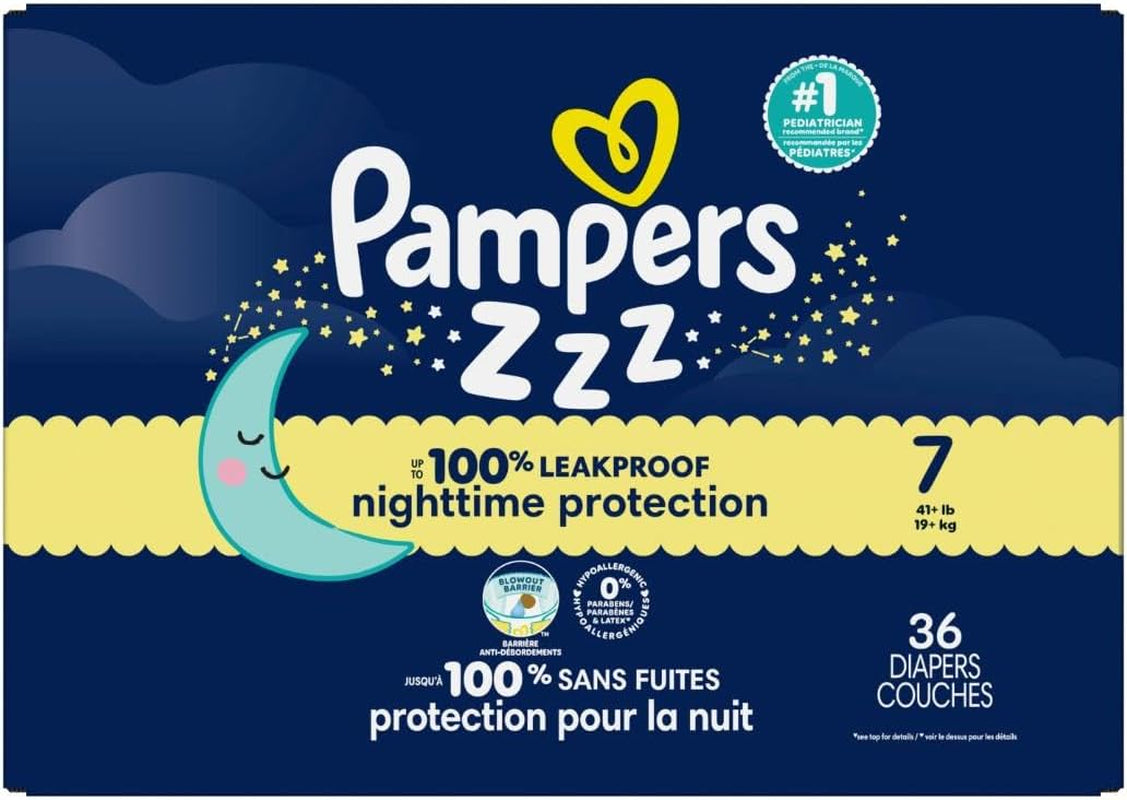 Pampers ZZZ Overnight Diapers, Size 3 (16-28 Lbs), 116 Count, Nighttime Protection Disposable Baby Diaper, Night Time Leak and Skin Protection