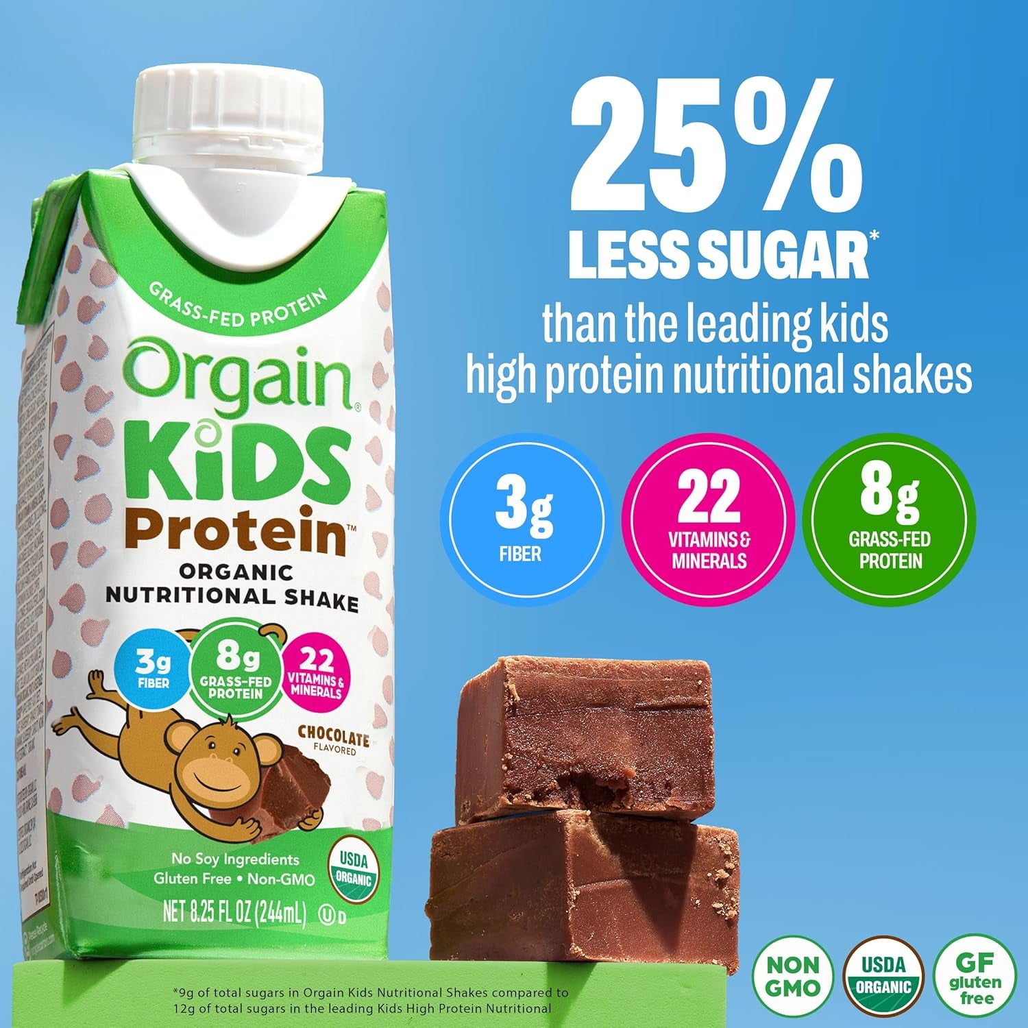 Orgain Organic Kids Nutritional Protein Shake, Strawberry, Healthy Kids Snacks, 8G Dairy Protein, 3G of Fiber, 22 Vitamins & Minerals, No Soy Ingredients, Gluten Free, Non-Gmo, 8.25 Fl Oz (Pack of 12)