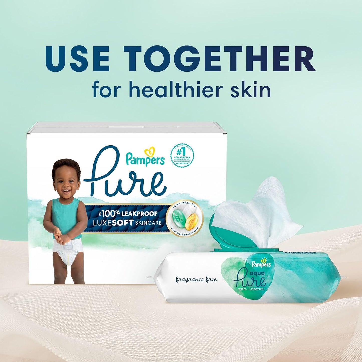 Pampers Pure Baby Diapers, Size 0 (>10 Lbs ), 128, up to 100% Leakproof, Premium Hypoallergenic Soft Diapers