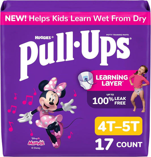 Pull-Ups Girls' Potty Training Pants, Size 4T-5T Training Underwear (38-50 Lbs), 17 Count