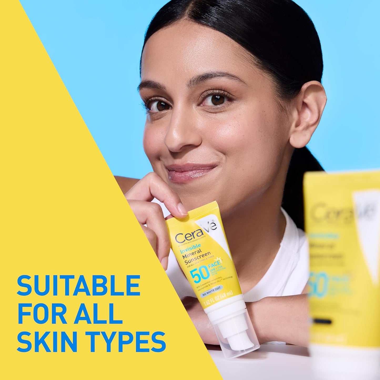 CeraVe Invisible Mineral Sunscreen SPF 50 Face Zinc Oxide Travel 1.62 oz