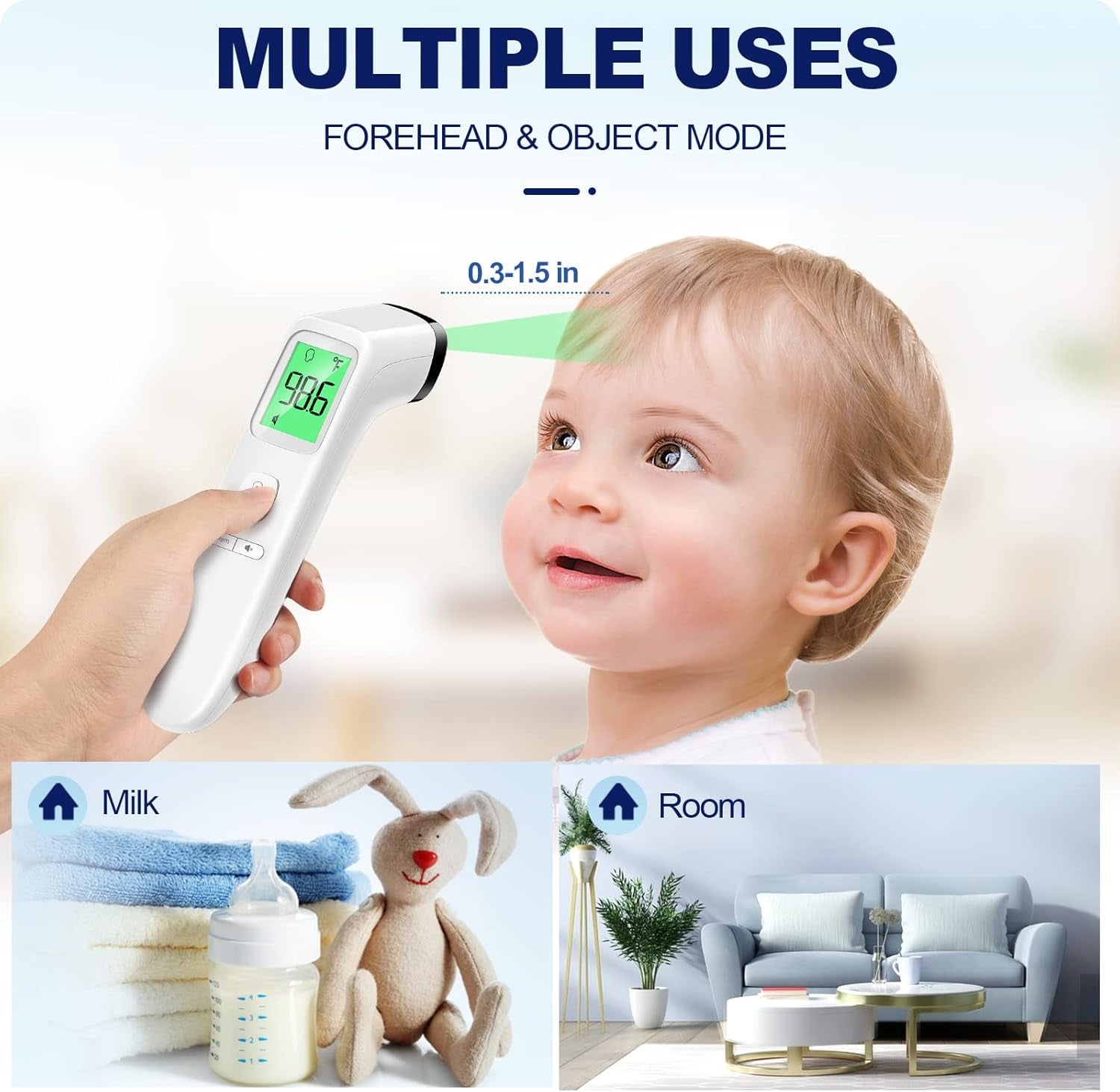No-Touch Thermometer for Adults and Kids, Digital Accurate Baby Thermometer with Fever Alarm, 1 Second Fast Result, Easy to Use, 2 in 1 Mode