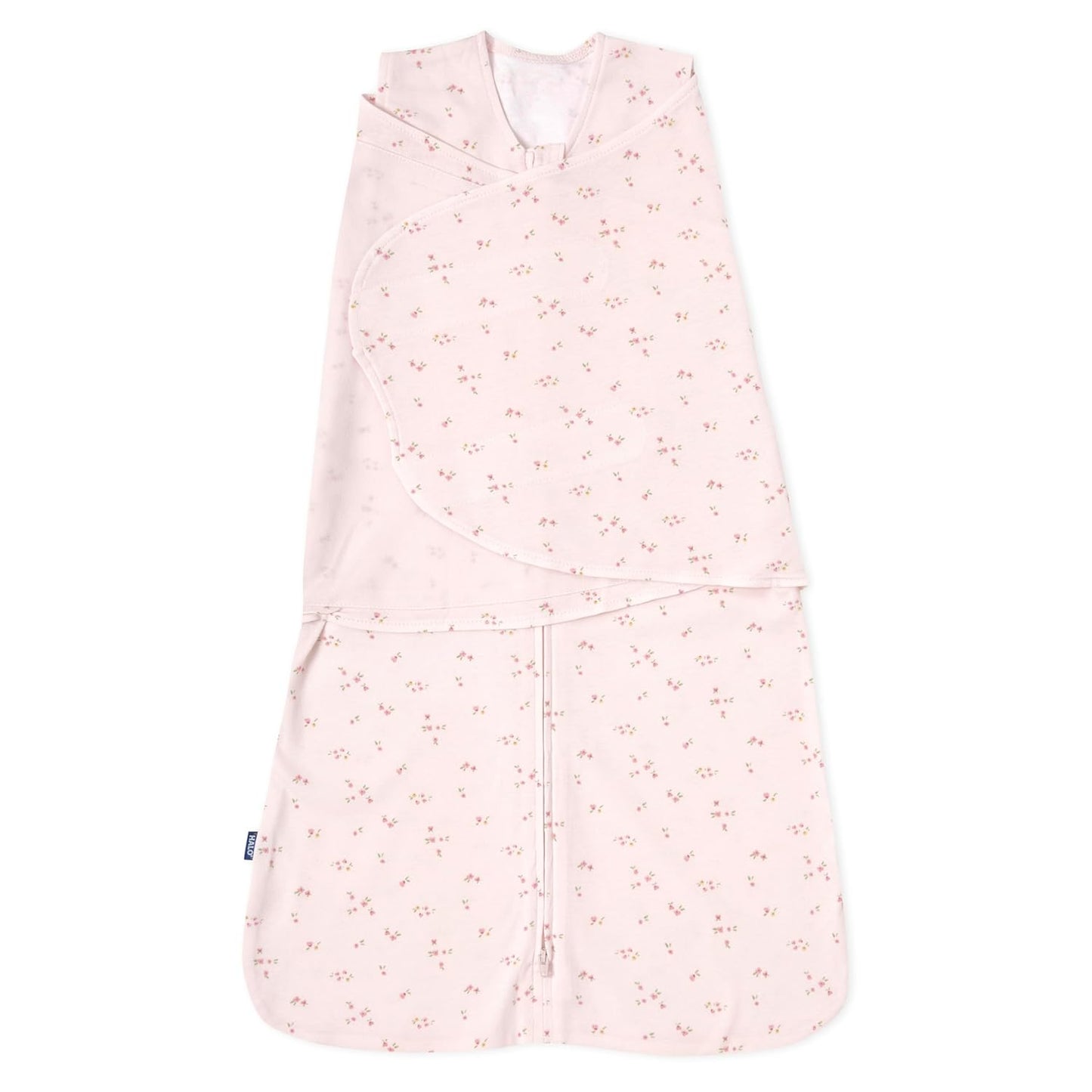 HALO 100% Cotton Sleepsack Swaddle, 3-Way Adjustable Wearable Blanket, TOG 1.5, Pink Floral, Newborn, 0-3 Months