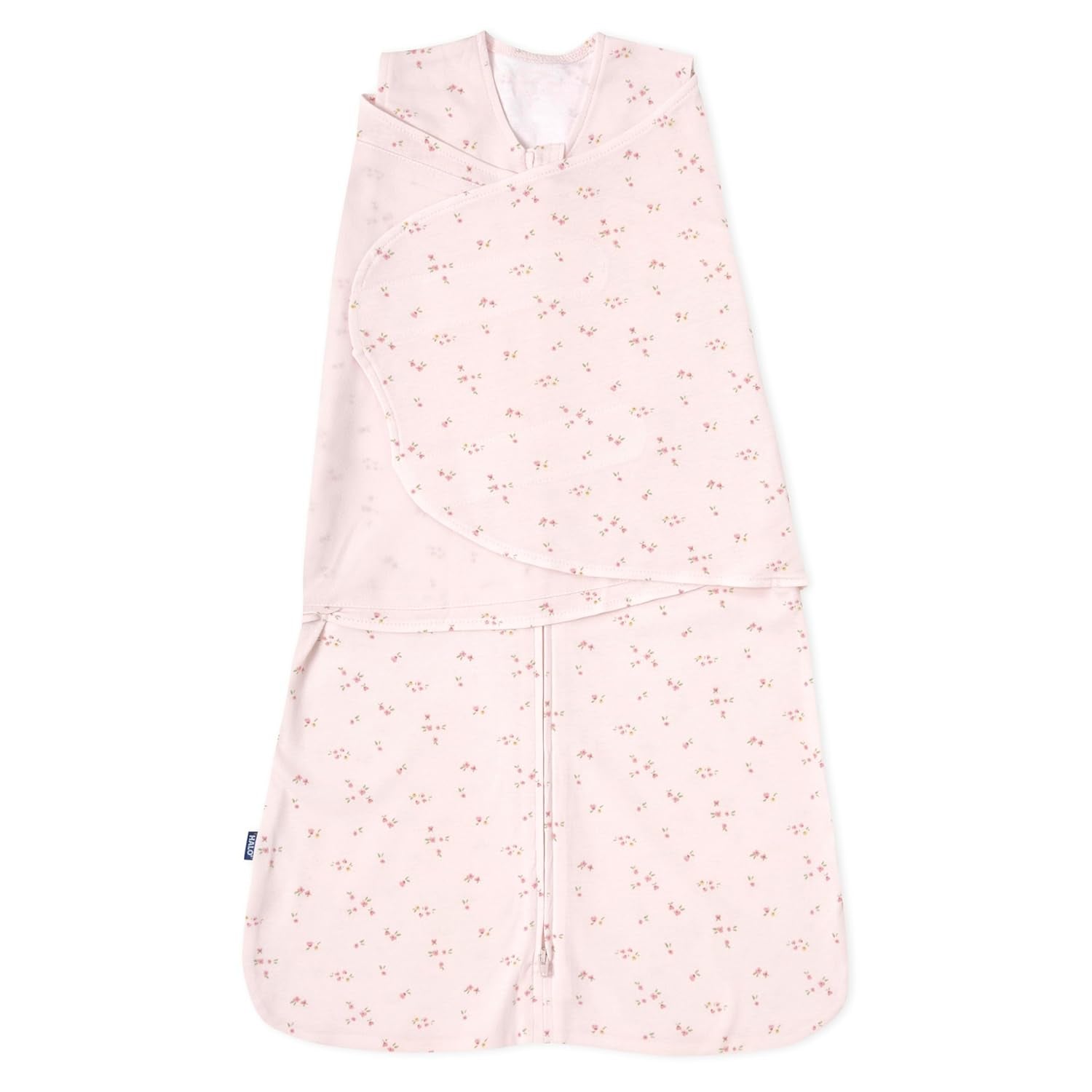 HALO 100% Cotton Sleepsack Swaddle, 3-Way Adjustable Wearable Blanket, TOG 1.5, Pink Floral, Small, 3-6 Months