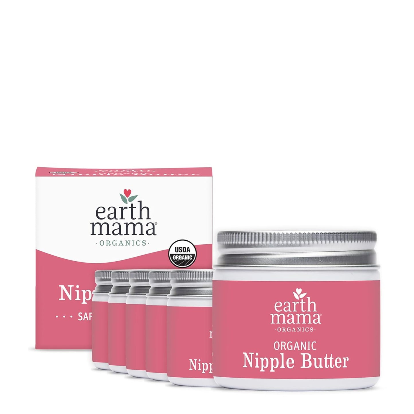 Earth Mama Organic Nipple Butter - 2 Fl Oz 6Pk - Lanolin-Free Nipple Cream - Safe, Soothing Balm for Breastfeeding - Postpartum Essentials for Nursing