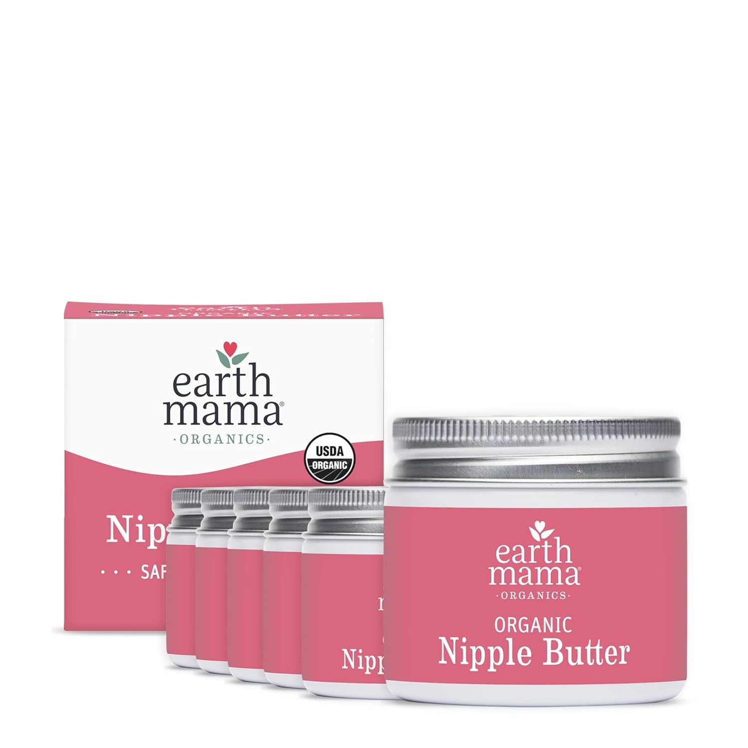 Earth Mama Organic Nipple Butter - 2 Fl Oz 6Pk - Lanolin-Free Nipple Cream - Safe, Soothing Balm for Breastfeeding - Postpartum Essentials for Nursing