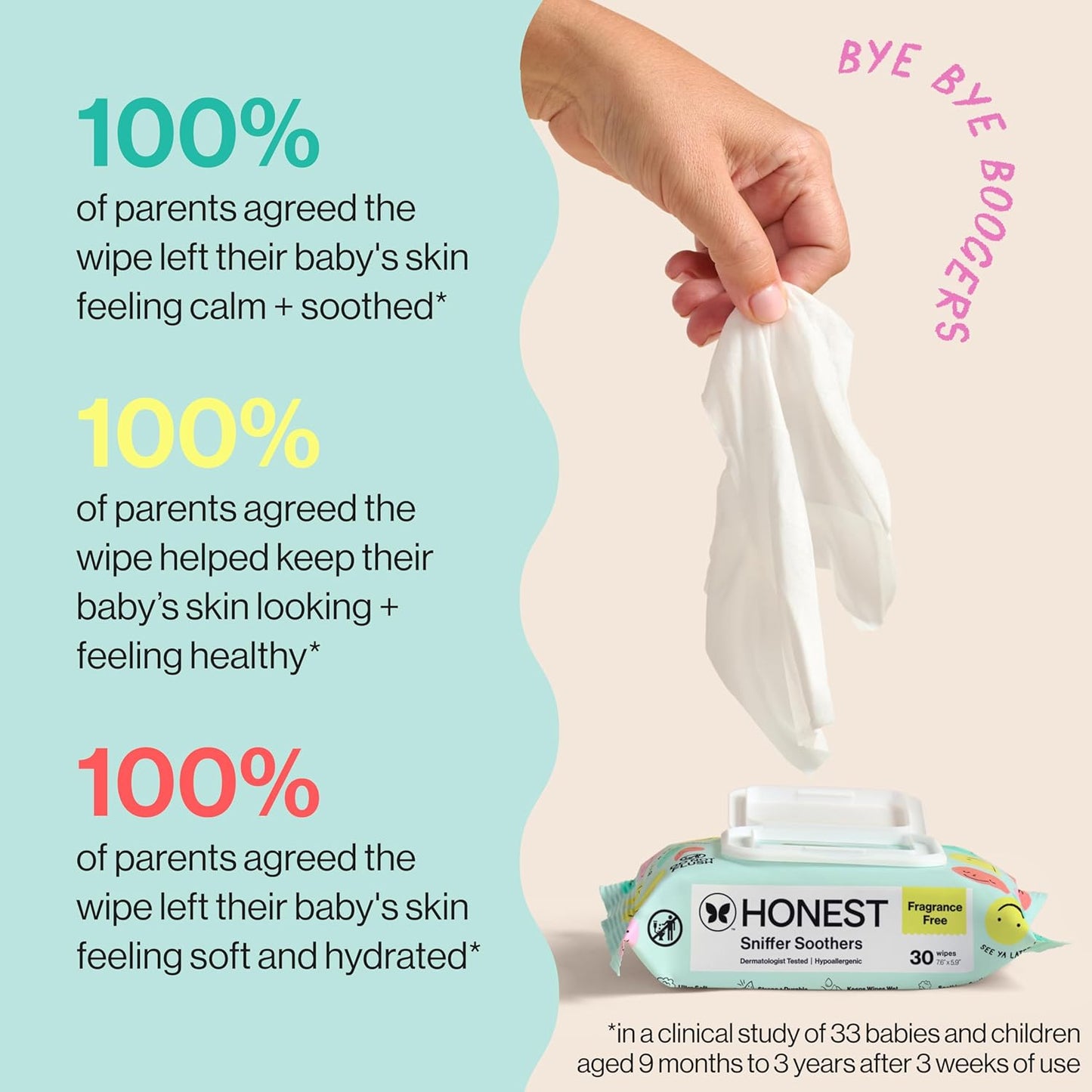 The Honest Company Plant-Based Snot Removing Wipes, Soothing Nose with Aloe, Hypoallergenic for Sensitive Skin, EWG Verified Fragrance-Free, 60 Count