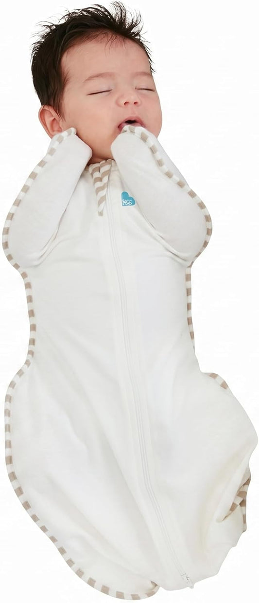 Love to Dream Organic Swaddle, Baby Sleep Sack, Swaddle up Self-Soothing Swaddles for Newborns, Get Longer Sleep, Snug Fit Helps Calm Startle Reflex, 1.0 TOG Sleep Sack, Medium 13-18.5Lbs, Cream