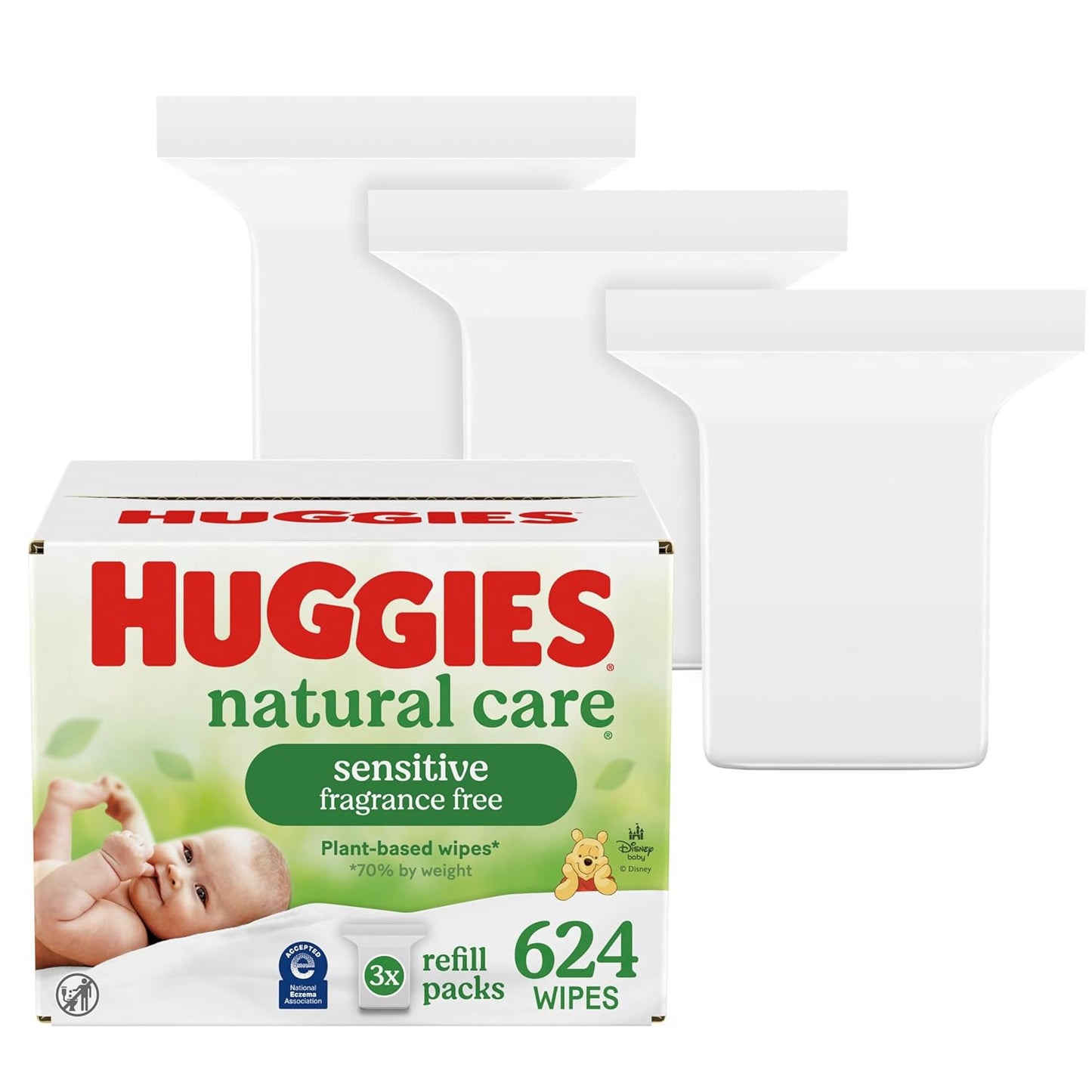 Huggies Natural Care Sensitive Baby Wipes, Unscented, Hypoallergenic, 99% Purified Water, 1 Refill Pack (184 Wipes Total)