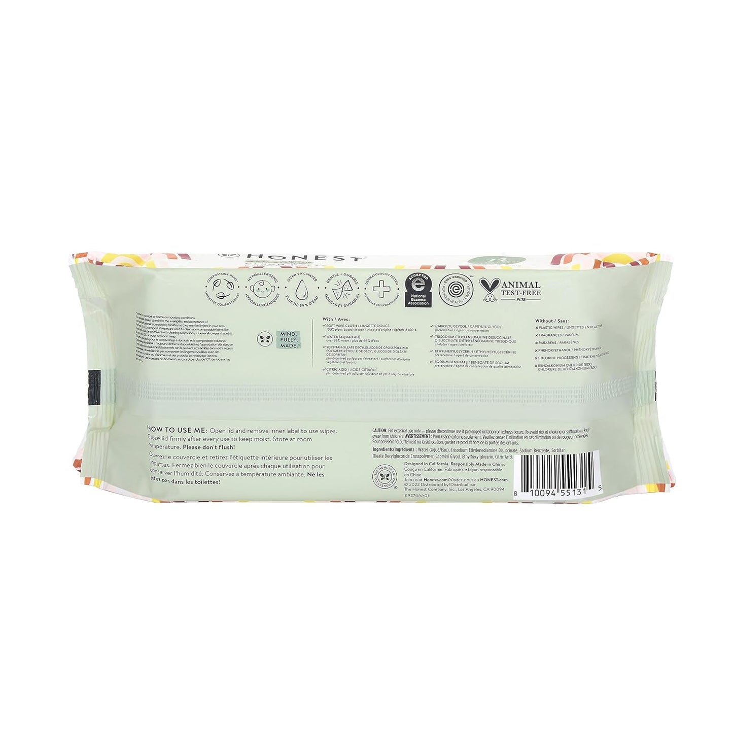 The Honest Company Baby Wipes Sensitive Skin Terrazzo Pattern 36 Count Box