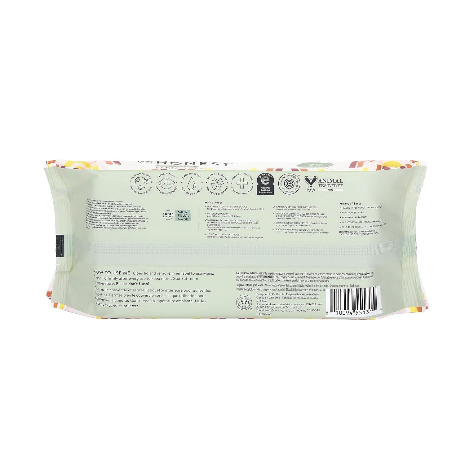 The Honest Company Baby Wipes Sensitive Skin Terrazzo Pattern 36 Count Box