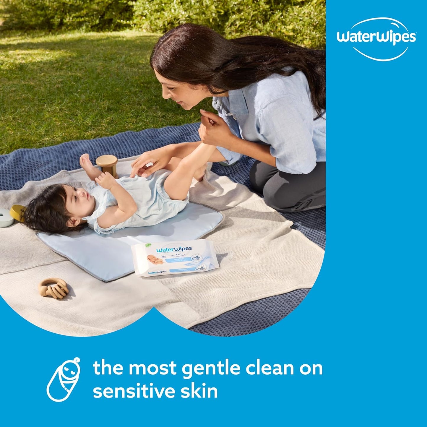 Waterwipes Sensitive+ Newborn & Baby Wipes, 3-In-1 Cleans, Cares, Protects, 99.9% Water, Unscented & Hypoallergenic, 540 Count (9 Packs)