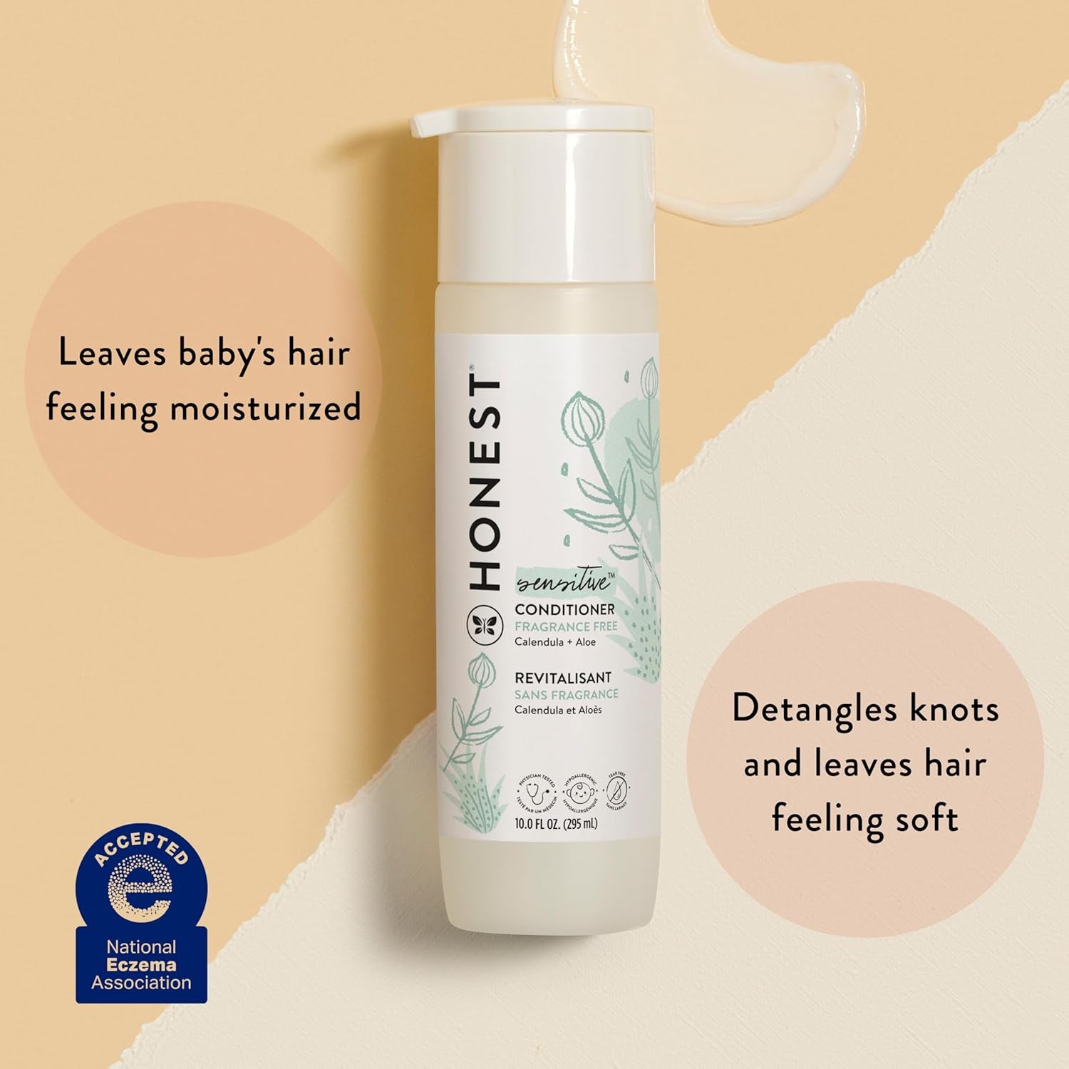 The Honest Company Silicone-Free Conditioner & 2-In-1 Cleansing Shampoo Body Wash Duo Gentle for Baby,Naturally Derived,Lavender Calm,20 Fl Oz,(Pack of 4)