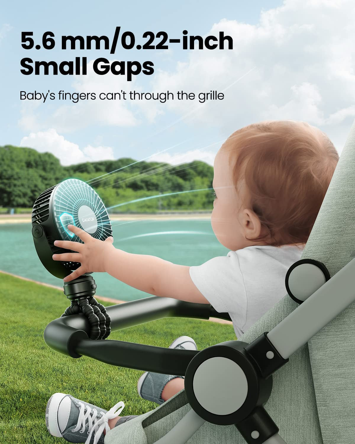 Gaiatop Mini Portable Stroller Fan, Battery Operated Small Clip on Fan, Detachable 3 Speed Rechargeable 360° Rotate Flexible Tripod Handheld Desk Cooling Fan for Car Seat Crib Treadmill Travel Pink