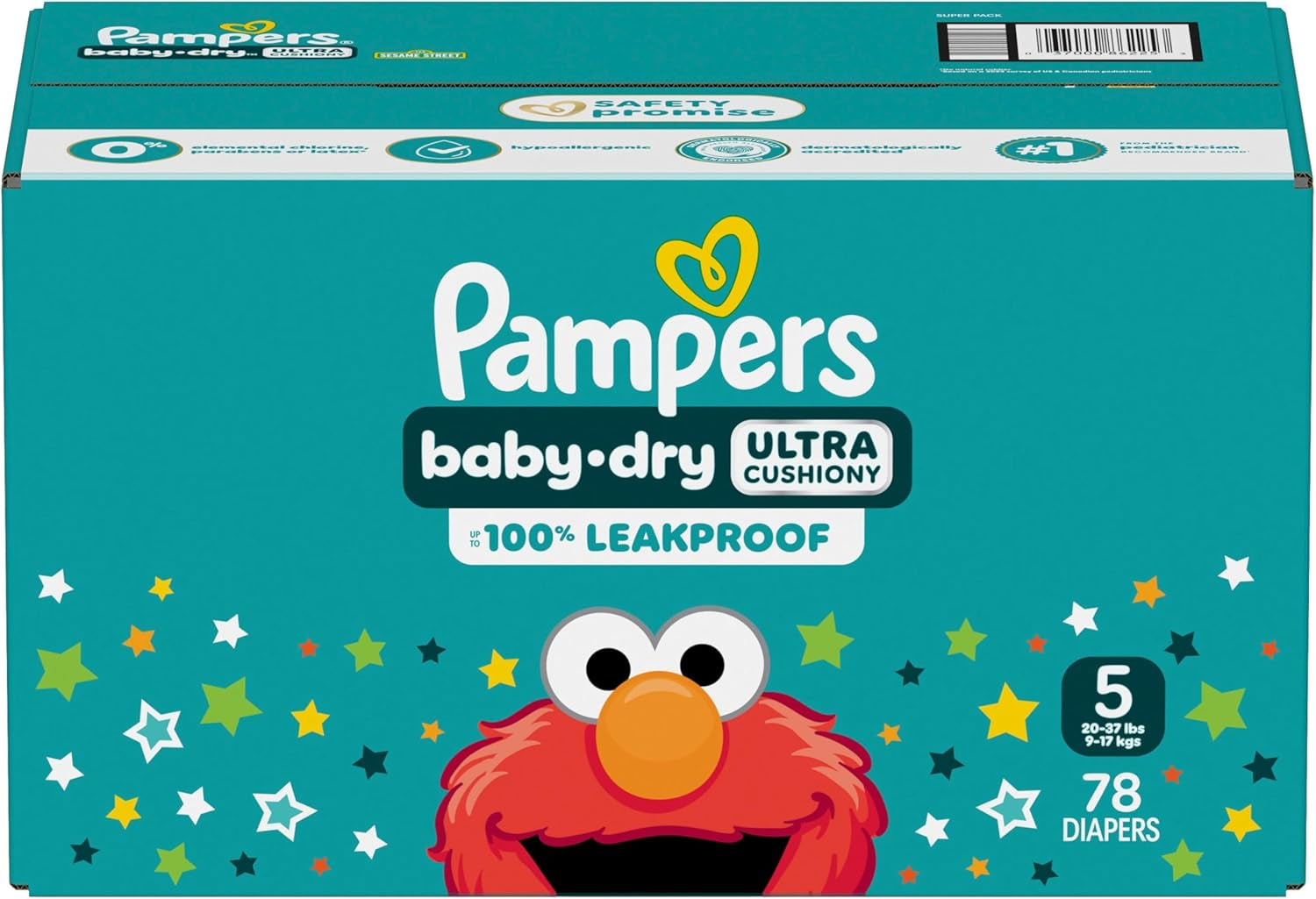 Pampers Diapers - Baby Dry - Size 5, 78 Count, Absorbent Disposable Infant Diaper (Packaging May Vary)