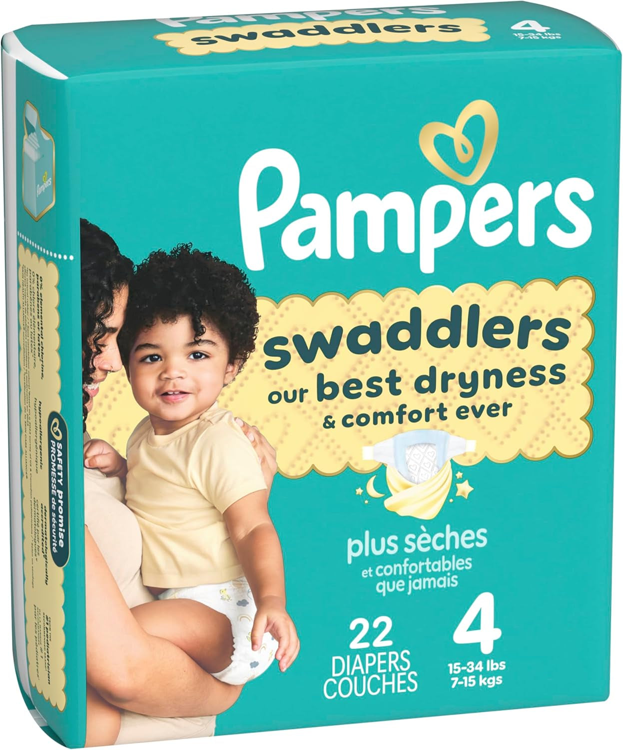 Pampers Swaddlers Diapers, Size 4 (15-34 Lbs), 22 Count, Absorbent, Keeps Baby Dry and Comfortable, Skin Safe Disposable Baby Diaper (Packaging May Vary)