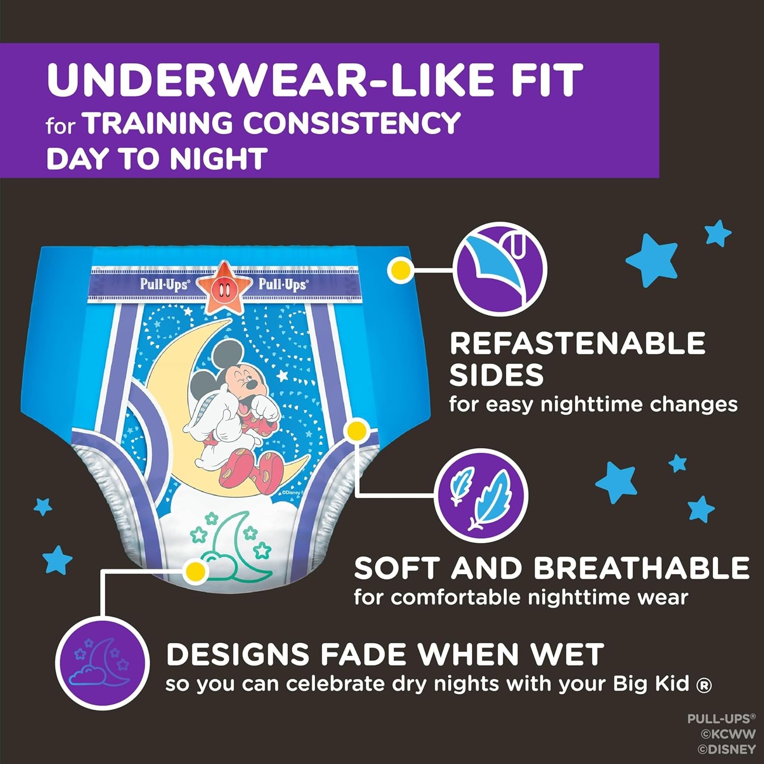 Pull-Ups Boys' Night-Time Potty Training Pants, Size 4T-5T Overnight Training Underwear (38-50 Lbs), 52 Ct