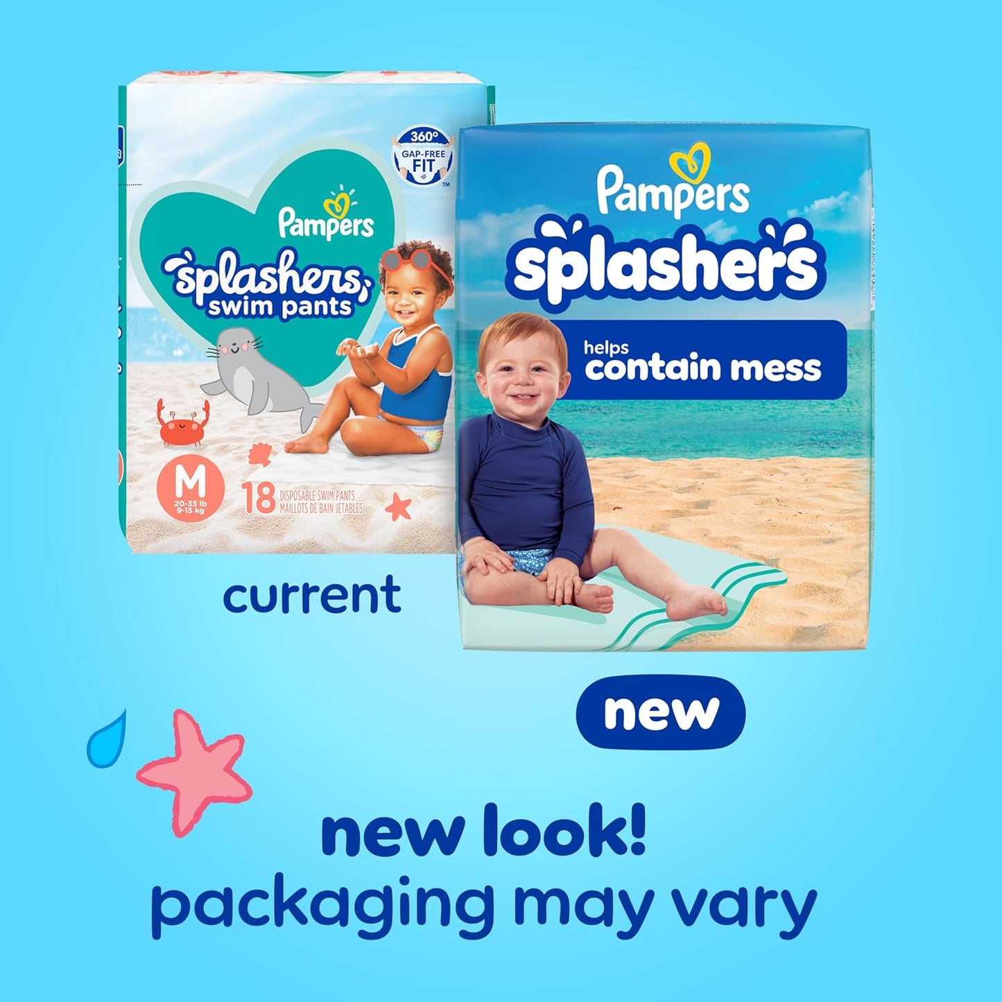 Pampers Swim Diapers - Splashers - Size 5+, 17 Count, Gap-Free Disposable Baby Swimming Pants