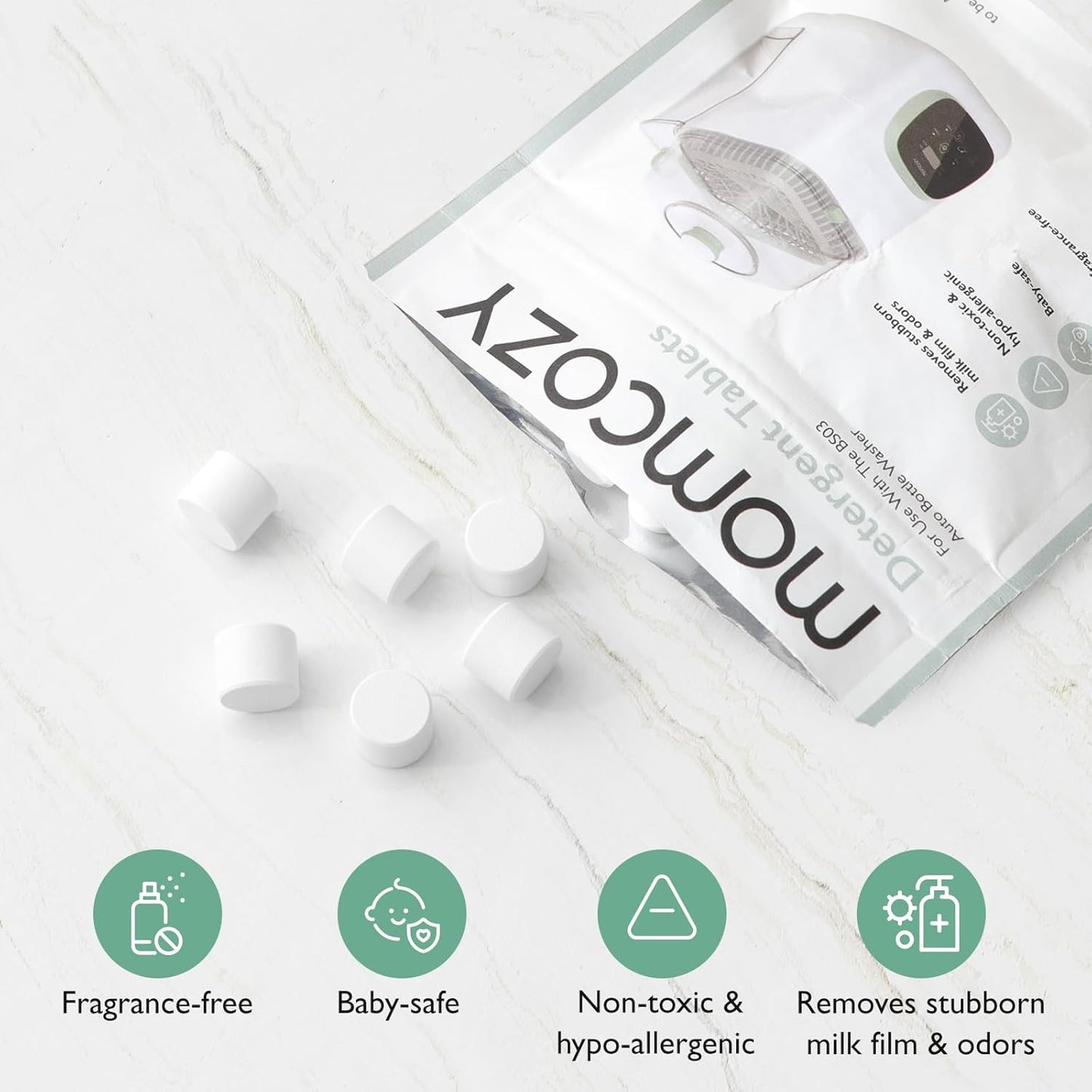 Momcozy Official Washing Block for Momcozy Kleanpal Pro Baby Bottle Washer, 120 Detergent Tablets