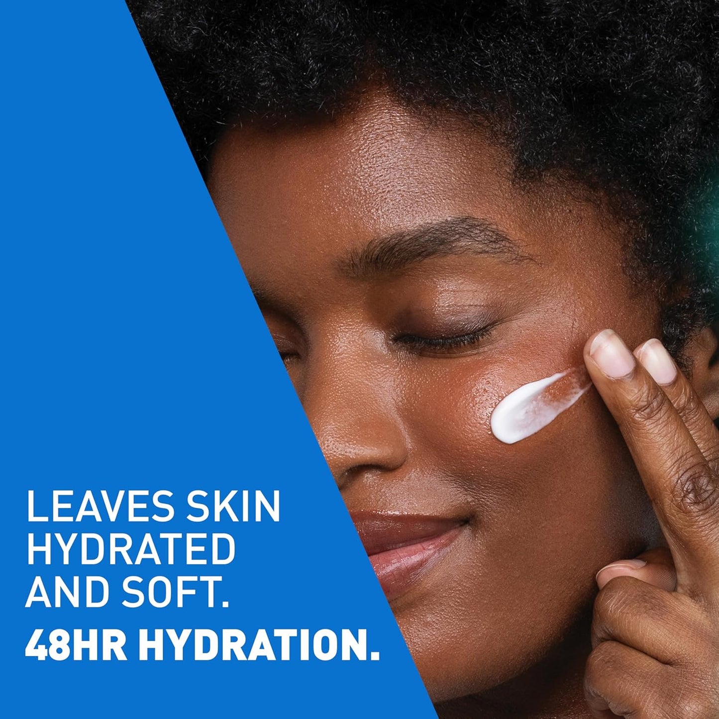 Model applying CeraVe Cream-to-Water Makeup Melter, squalane makeup melter for sensitive skin, showcasing hydration benefits.