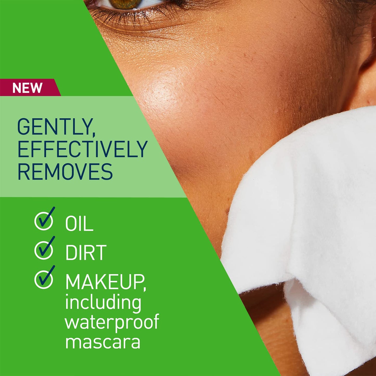 CeraVe plant-based makeup remover wipes gently and effectively removes oil, dirt, and makeup, including waterproof mascara.