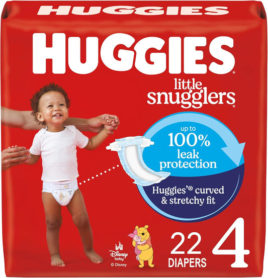 Huggies Size 4 Diapers, Little Snugglers Baby Diapers, Size 4 (22-37 Lbs), 22 Count, Packaging May Vary