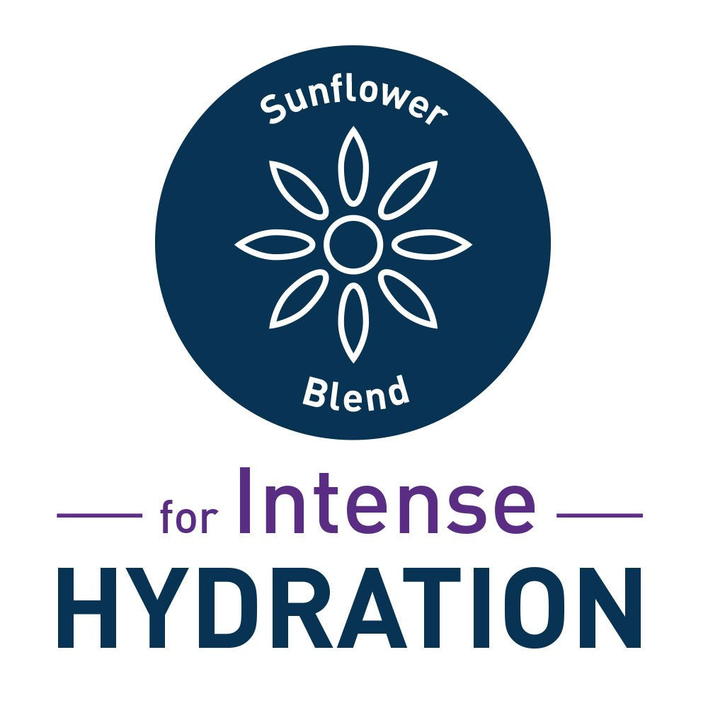 Logo highlighting sunflower blend for intense hydration in CeraVe hydrating gel oil serum.