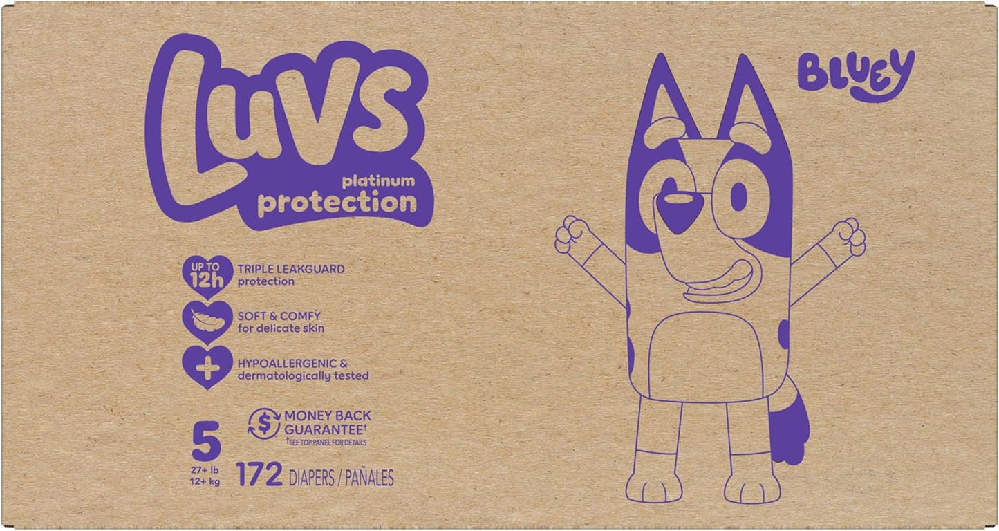 Luvs Diapers - Size 3, 100 Count, Bluey Platinum Protection Baby Diaper
