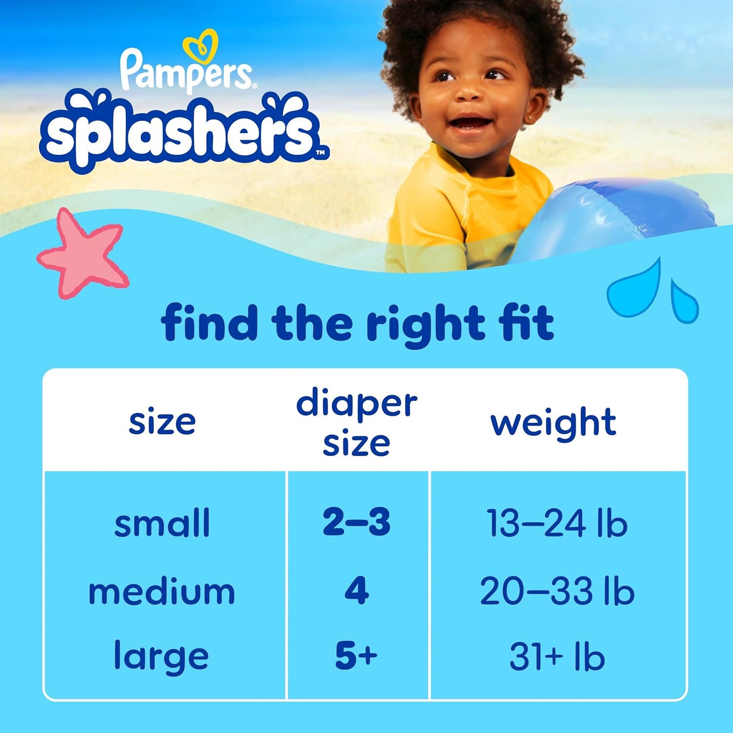 Pampers Swim Diapers - Splashers - Size 5+, 17 Count, Gap-Free Disposable Baby Swimming Pants