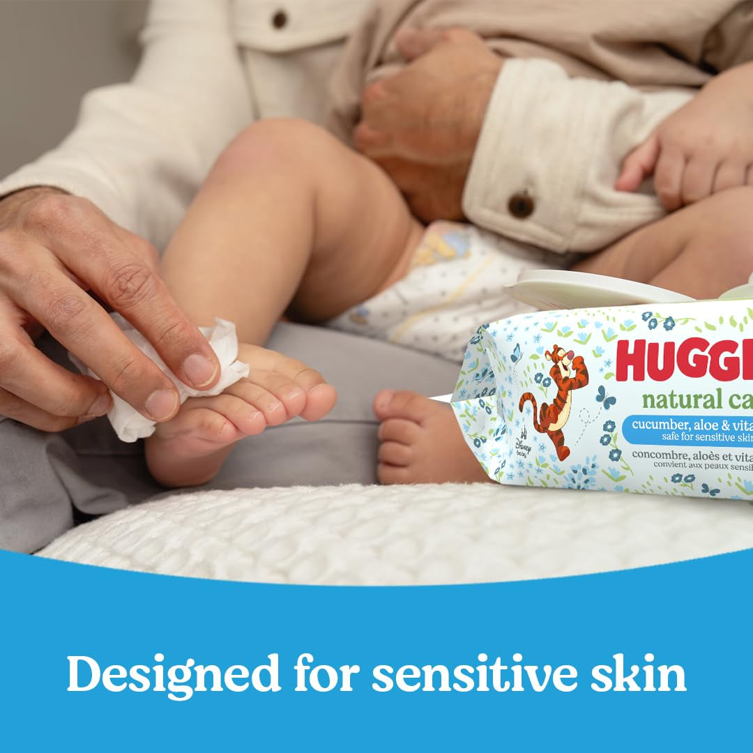 HUGGIES Refreshing Clean Baby Wipes, Disposable Soft Pack (8-Pack, 448 Sheets Total), Scented, Alcohol-Free, Hypoallergenic, Size 1