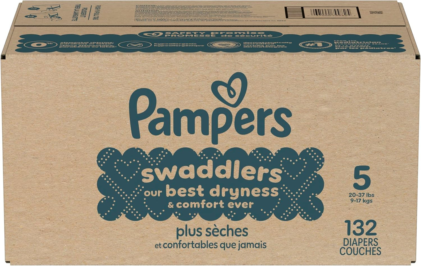 Pampers Swaddlers Diapers, Size 4 (15-34 Lbs), 120 Count, Absorbent, Keeps Baby Dry and Comfortable, Skin Safe Disposable Baby Diaper (Packaging May Vary)