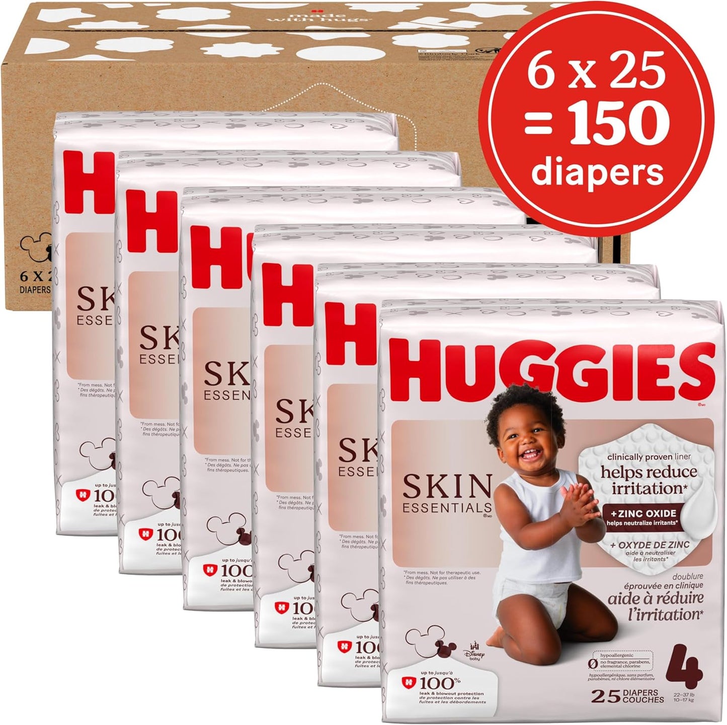 Huggies Size 1 Diapers, Skin Essentials Baby Diapers, Size 1 (8-14 Lbs), 84 Count, Packaging May Vary