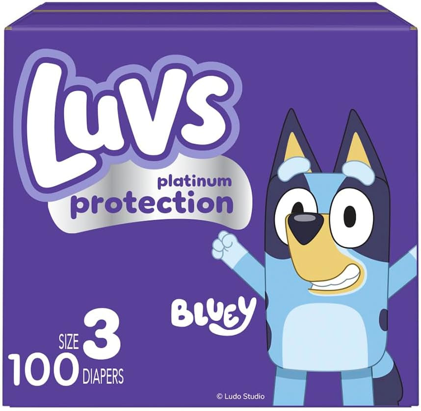 Luvs Diapers - Size 3, 100 Count, Bluey Platinum Protection Baby Diaper