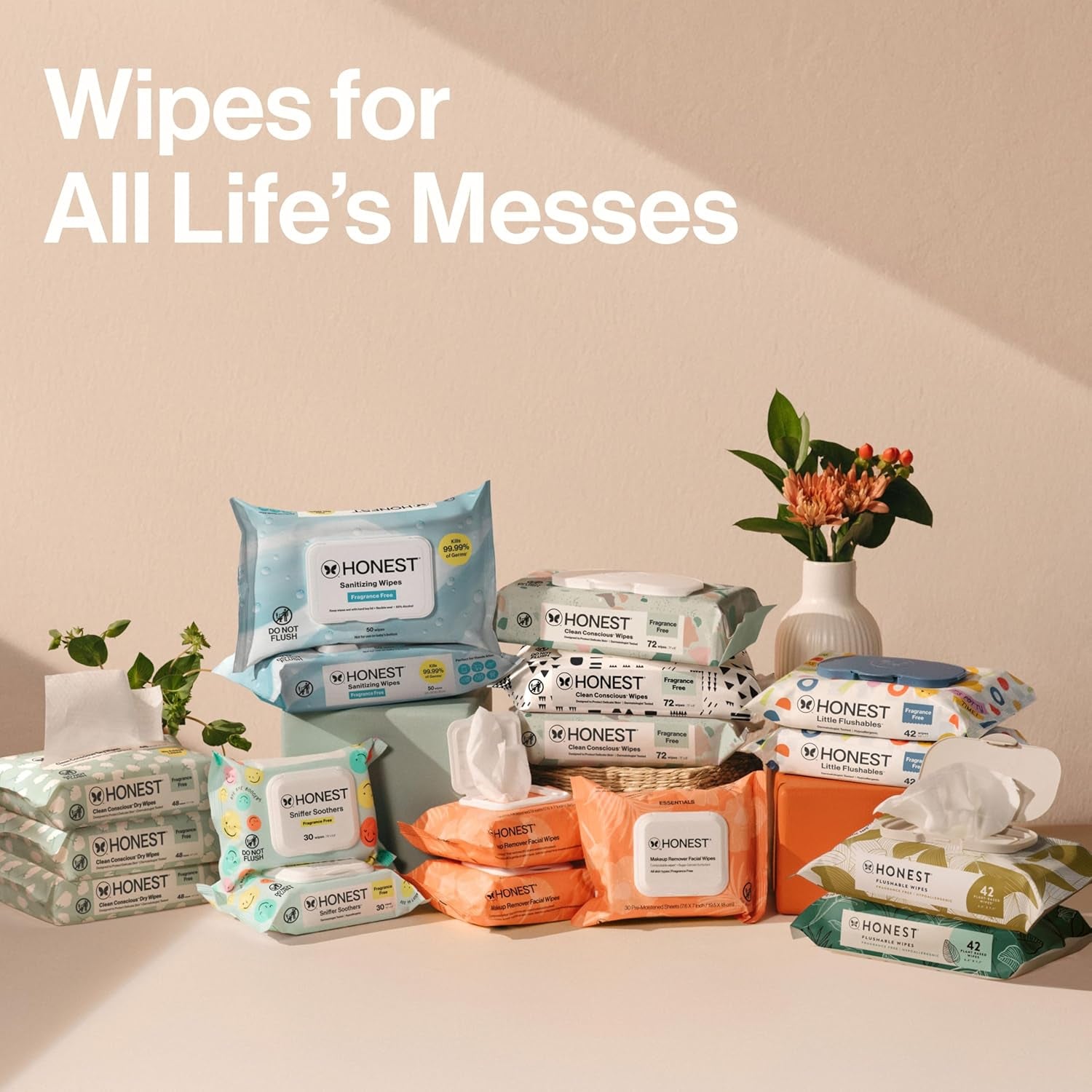 The Honest Company Hypoallergenic Multi-Use Baby Wipes for Sensitive Skin, Rose Blossom, 288 Count