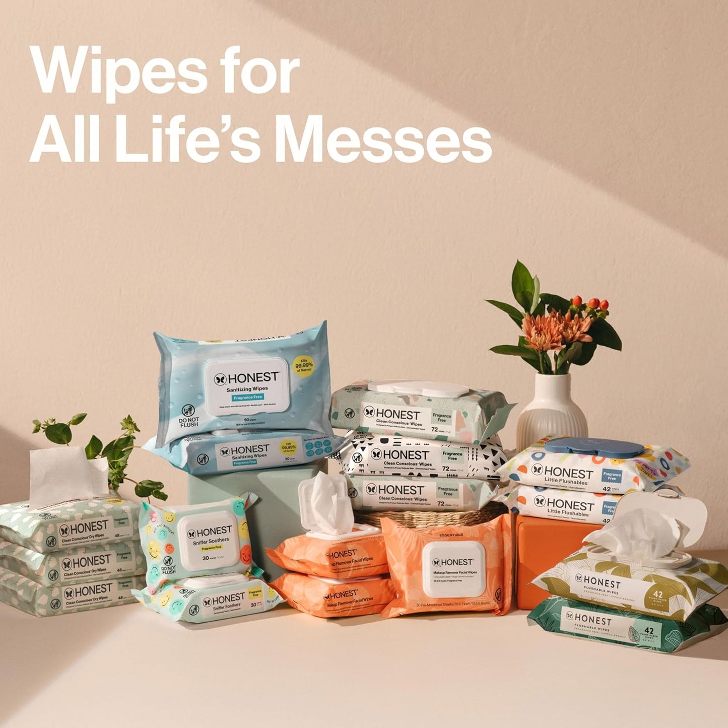 The Honest Company Hypoallergenic Multi-Use Baby Wipes for Sensitive Skin, Geo Mood, 288 Count (Pack of 3)