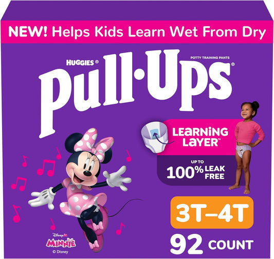 Pull-Ups Girls' Potty Training Pants, Size 3T-4T Training Underwear (32-40 Lbs), 92 Count