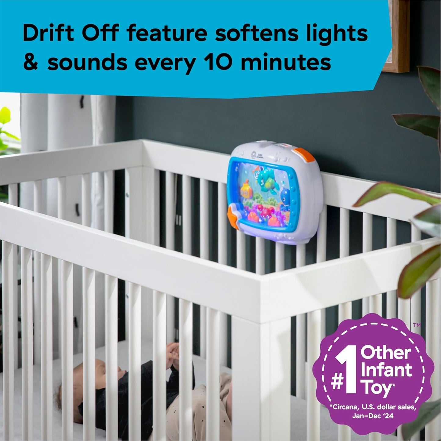 Baby Einstein Sea Dreams Soother Musical Crib Toy and Sound Machine, Pink, Newborn and Up