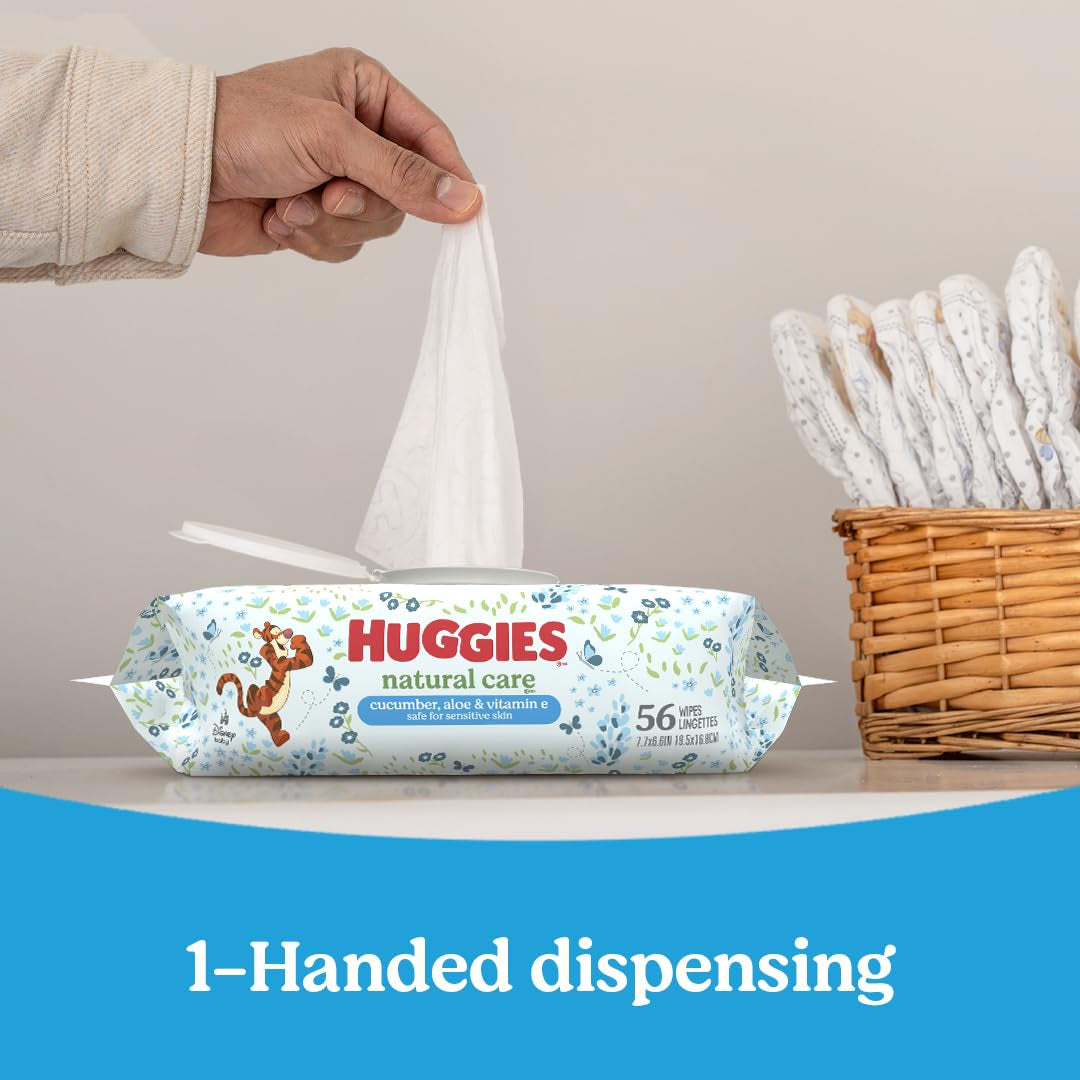 HUGGIES Refreshing Clean Baby Wipes, Disposable Soft Pack (8-Pack, 448 Sheets Total), Scented, Alcohol-Free, Hypoallergenic, Size 1