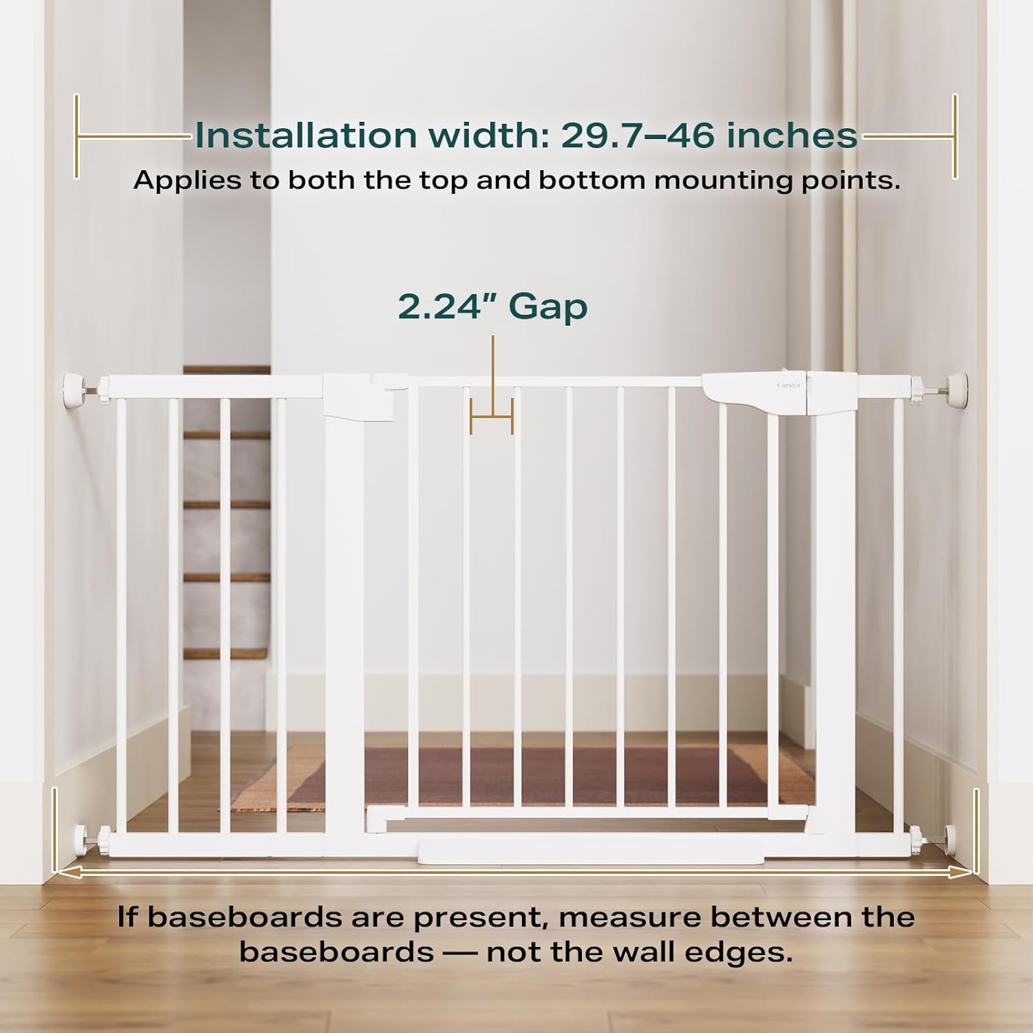 Cumbor 2 Pack 29.7-46" Baby Gate for Stairs, Mom'S Choice Awards Winner-Auto Close Dog Gate for Doorways, Easy Install Pressure Mounted Pet Gates Indoor, Easy Walk Thru Wide Safety Gate for Dog, Black