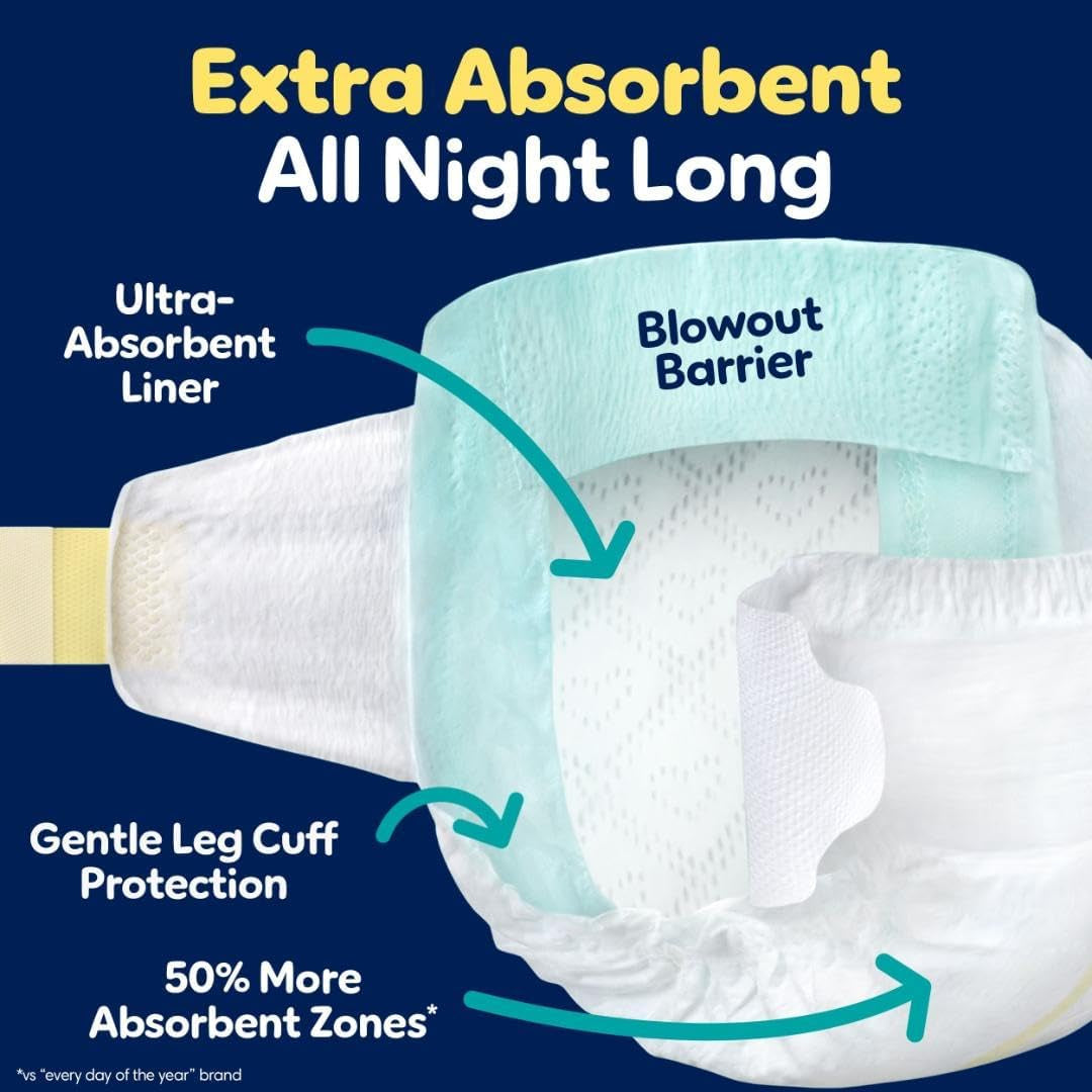 Pampers ZZZ Overnight Diapers, Size 3 (16-28 Lbs), 116 Count, Nighttime Protection Disposable Baby Diaper, Night Time Leak and Skin Protection