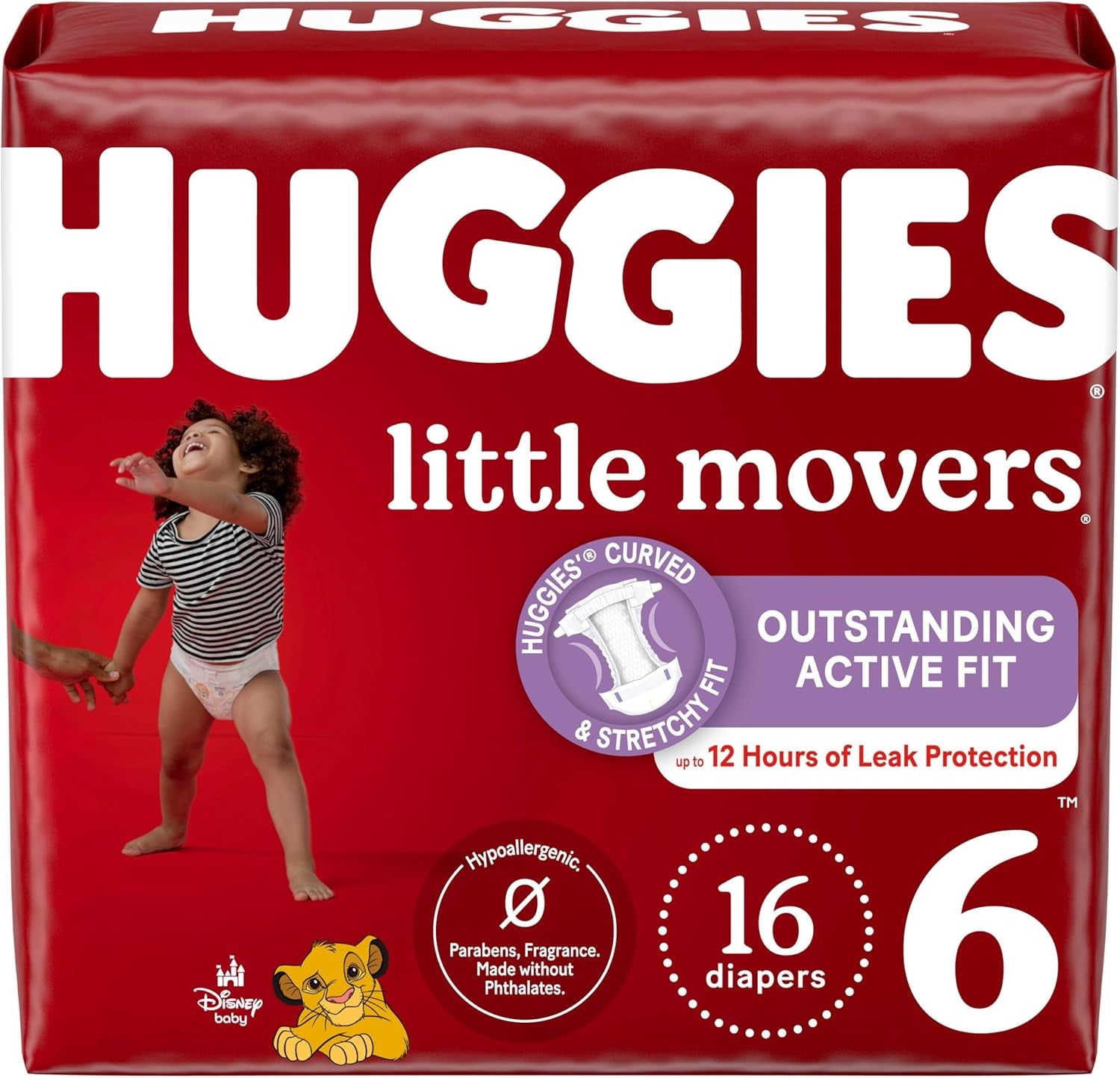 Huggies Size 6 Diapers, Little Movers Baby Diapers, Size 6 (35+ Lbs), 16 Count, Packaging May Vary
